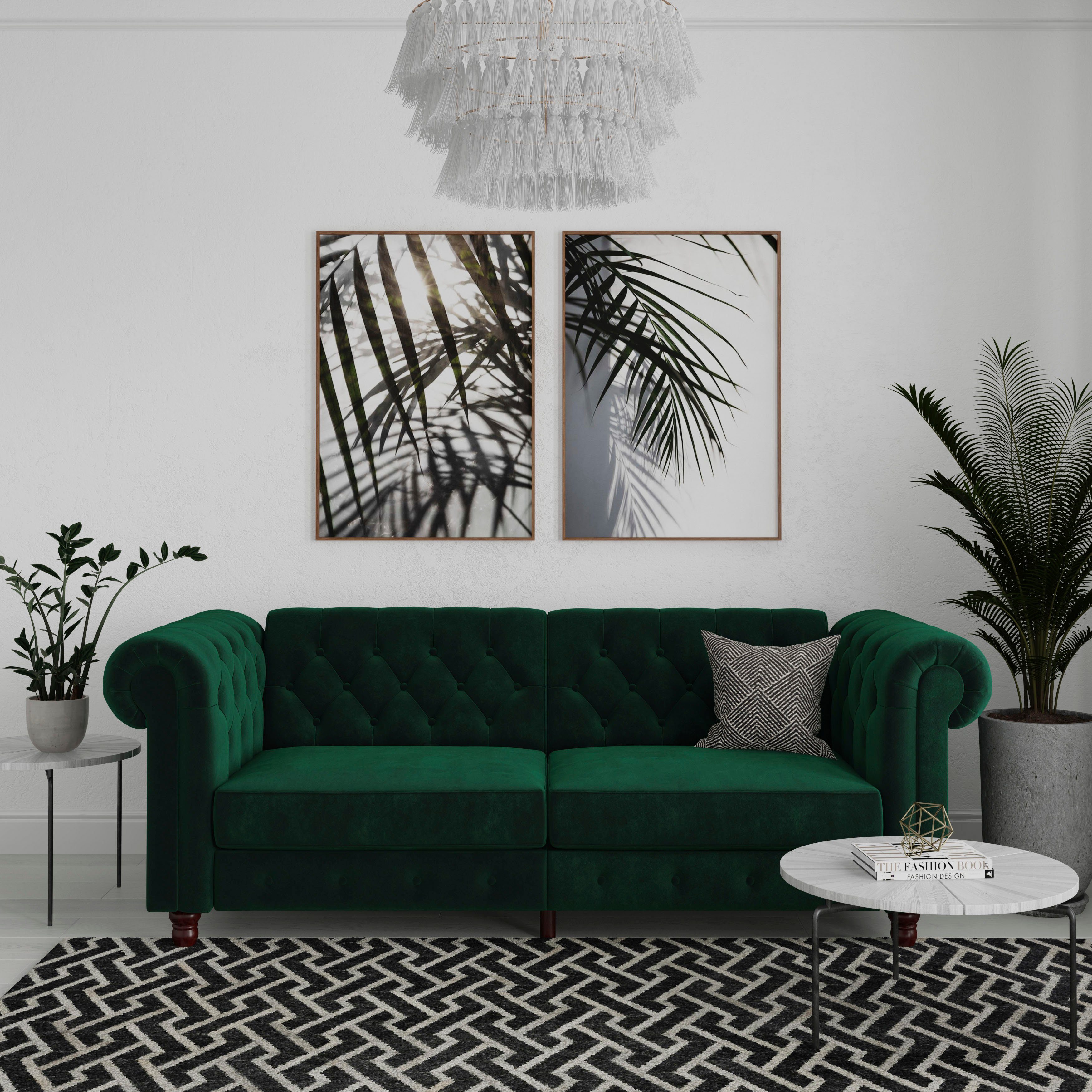 Dorel Home 3-zitsbank Felix, slaapbank 236 cm(ligoppervlak 108 x 190 cm), rugleuning 3-voudig verstelbaar, velours, kunstleer, luxe vintage microvezel