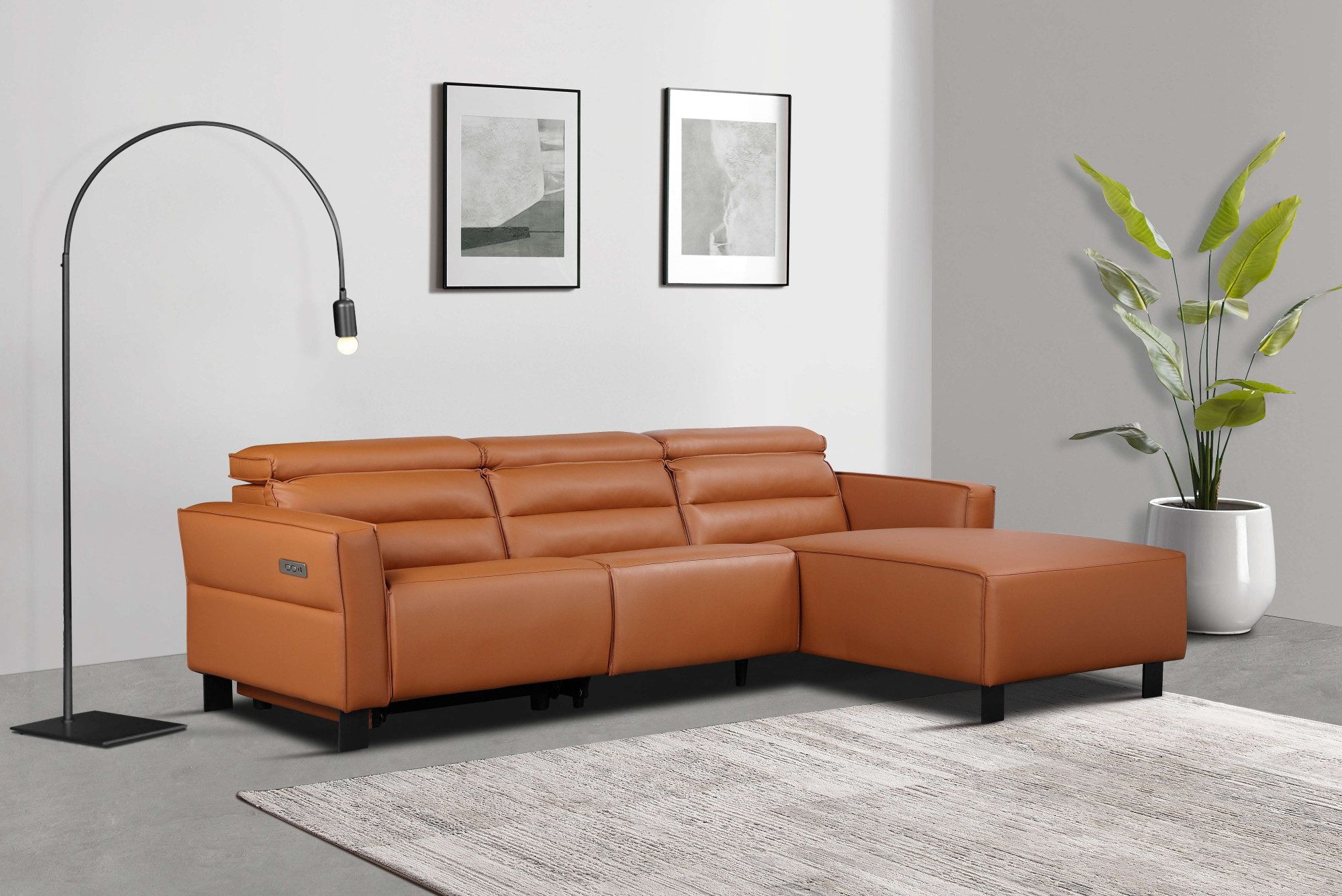 Places of Style Hoekbank Carpari, L-vorm, 263 cm, handmatige of elektrische relaxfunctie