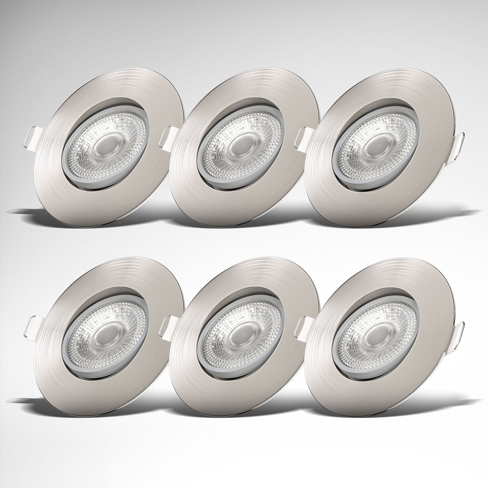 B.K.Licht Led-inbouwlamp BK_EL1285 6er Set LED Einbauspots, Schwenkbar, Dimmbar, Ultra Flach (6 stuk