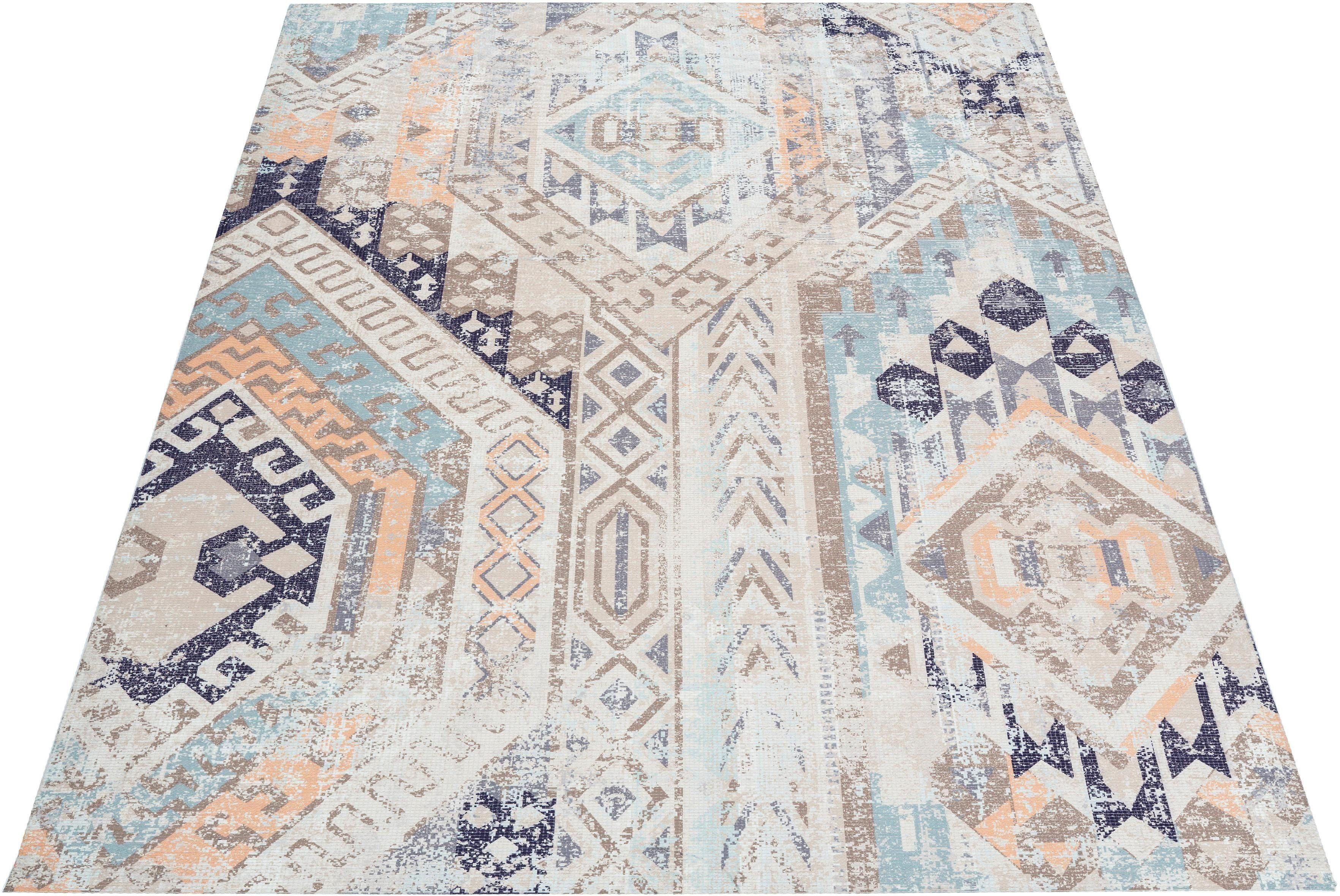 my home Vloerkleed Ruben Vintage, stijlvolle glans, plat vloerkleed, multicolour, zacht
