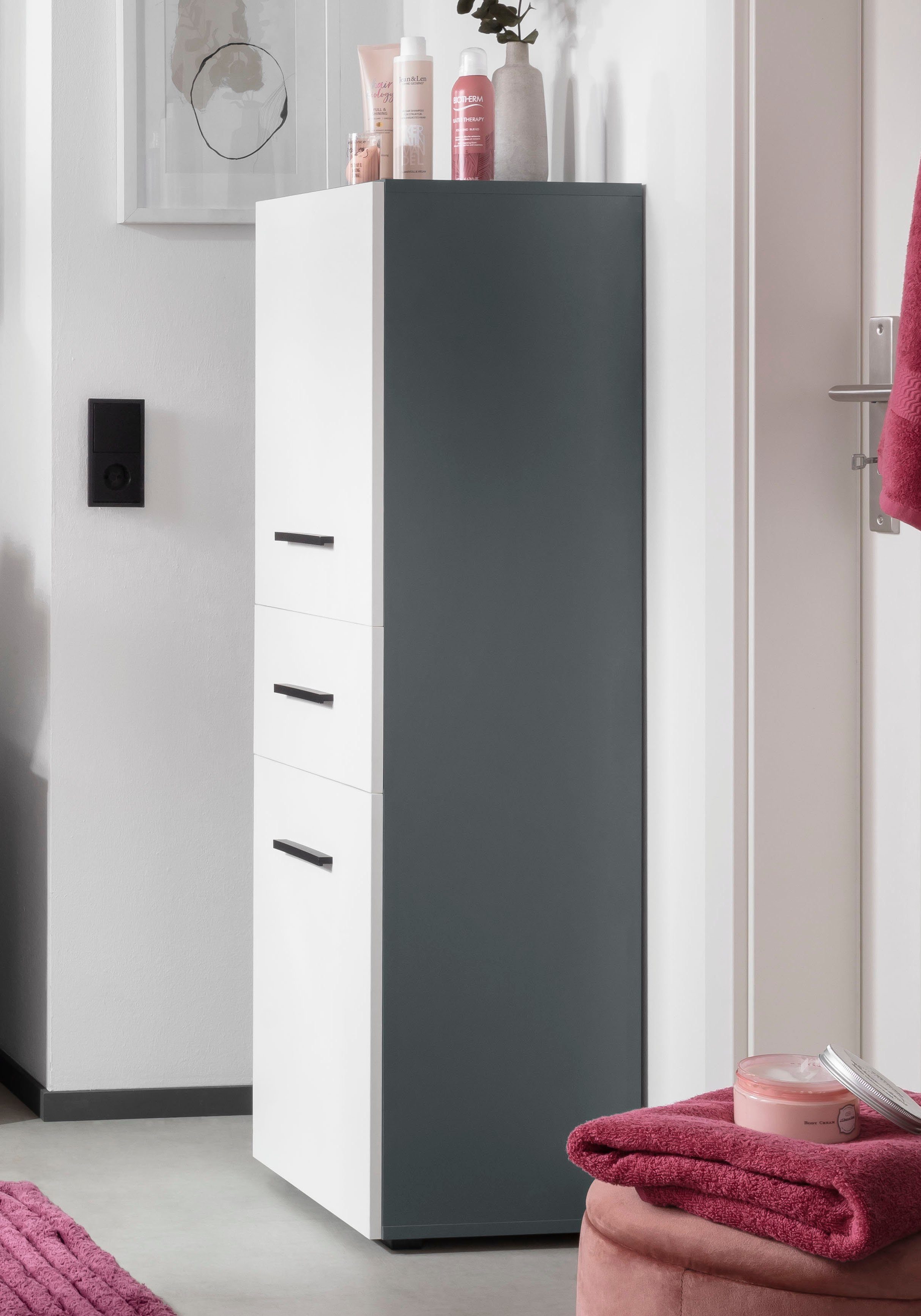 INOSIGN Halfhoge kast Skara verstelbare planken achter elke deur, breedte 38 cm, hoogte 130 cm