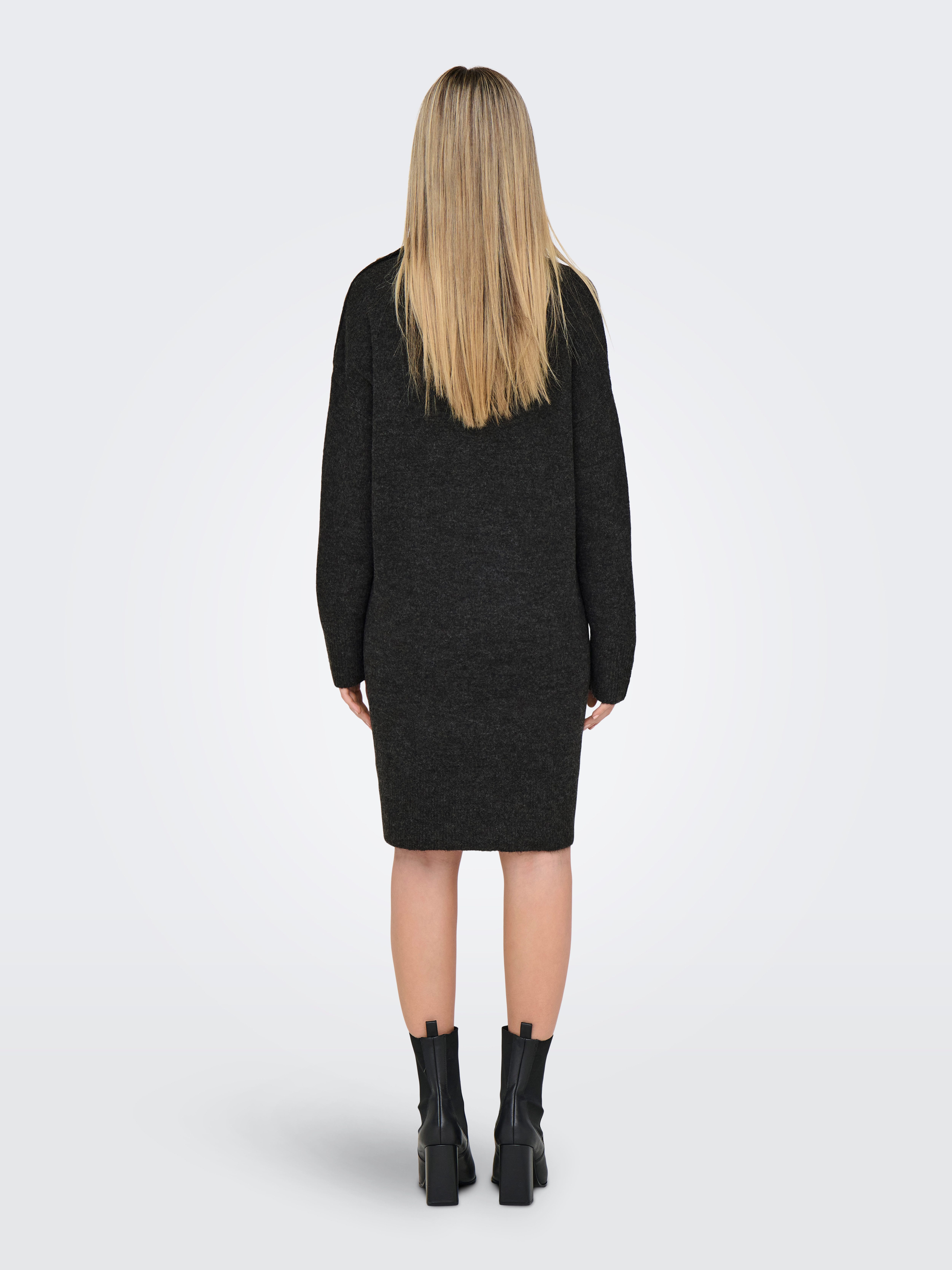 Only Gebreide jurk ONLALEXA LS HIGH BUTTON DRESS EX KNT