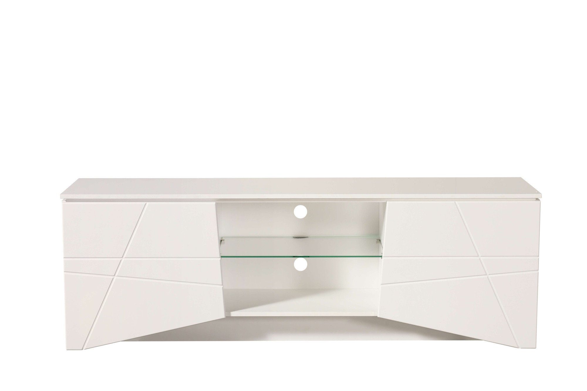 INOSIGN Tv-meubel Cadiz TV-Board TV-kast met hoogglans fronten en frezingen, glazen plank lowboards wit