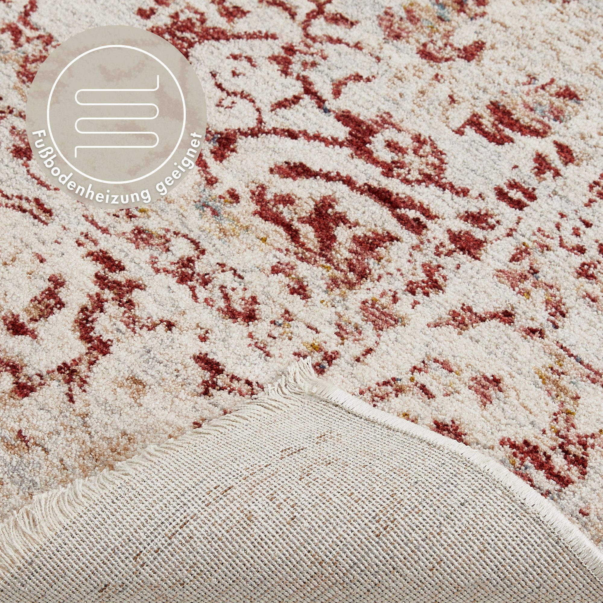 LUXOR living Vloerkleed Rocco Vintage-look, bloemig ontwerp, met franjes, woonkamer, slaapkamer