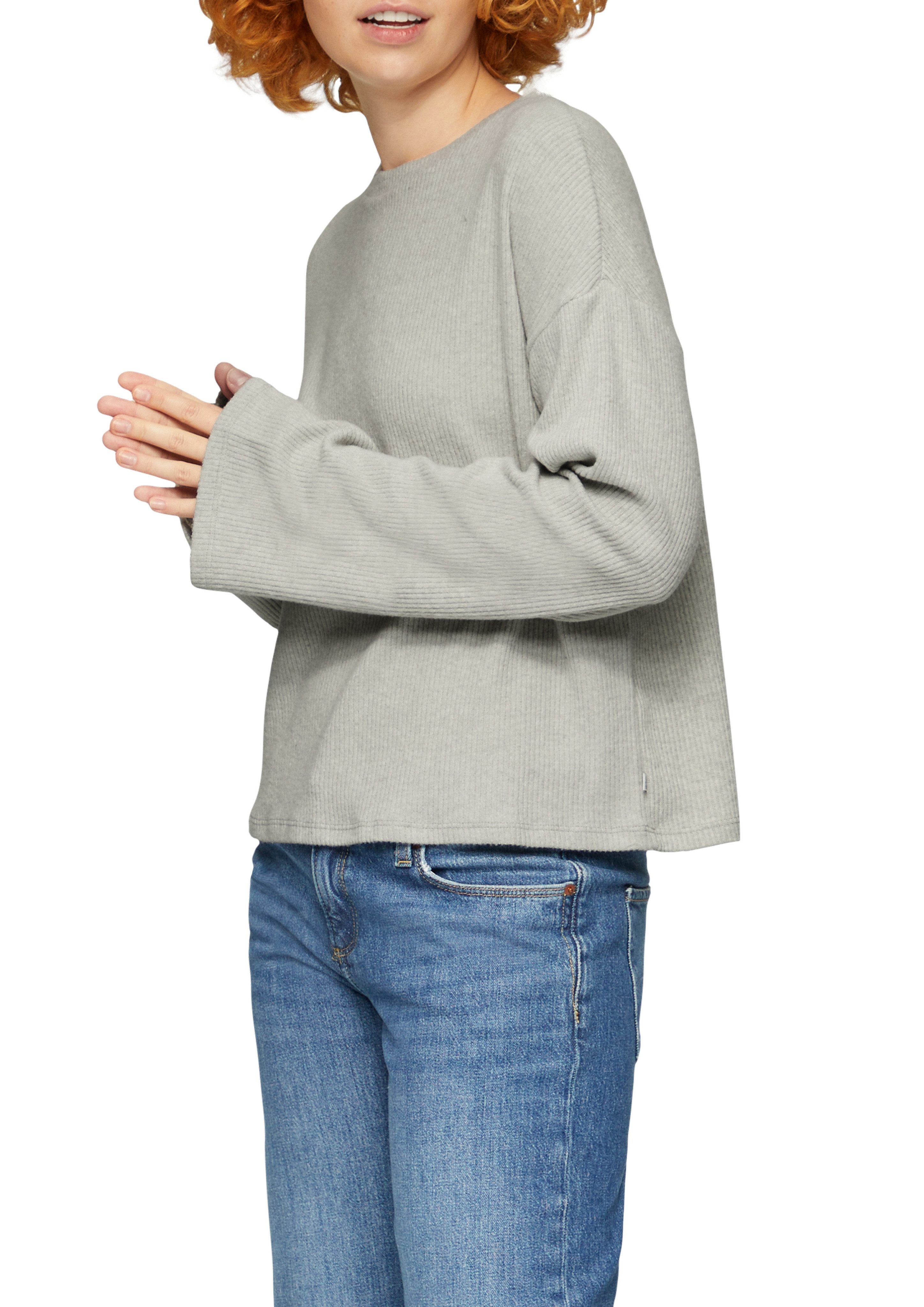 Q/S designed by Shirt met lange mouwen met een ronde hals dames longsleeves maat XXL beige