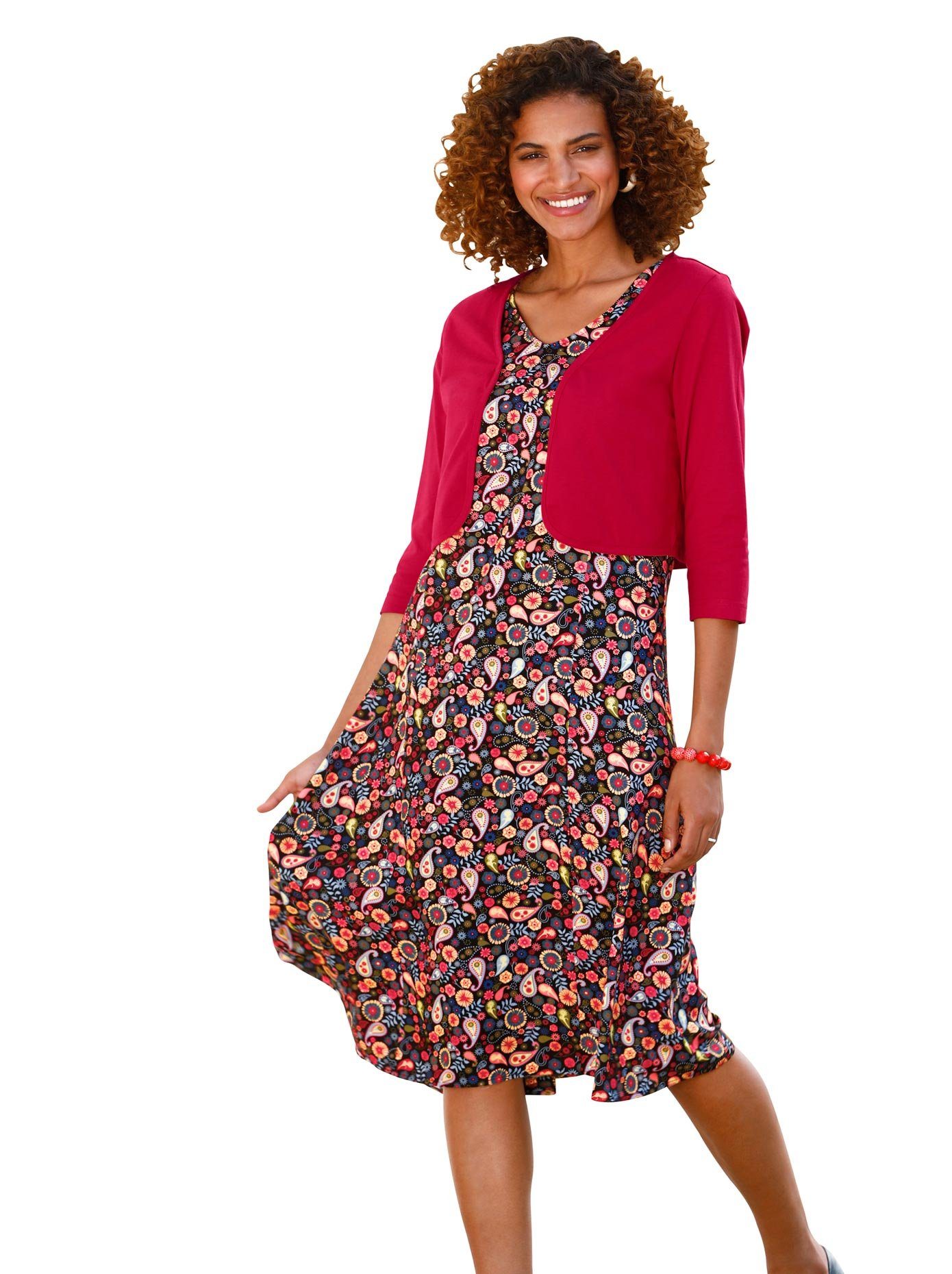 classic basics gedessineerde jurk jurk rood