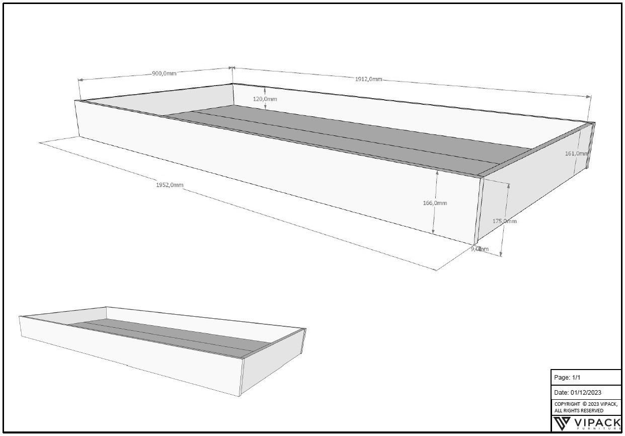 Home affaire Bedlade met rolgeleiding, 90x90 cm, ook als opbergruimte bruikbaar, eiken geolied
