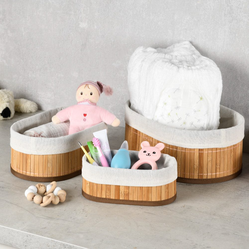 KESPER for kitchen & home Opbergmand Bamboe mandjes, 3-delig set, FSC (set, 3 stuks)