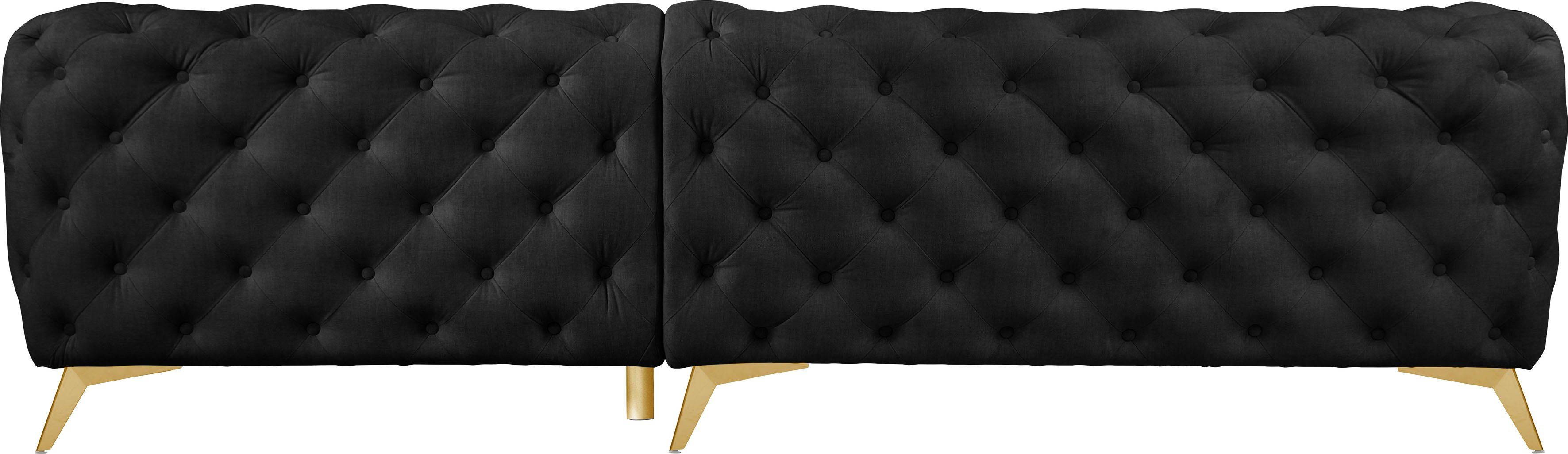 Leonique Chesterfield-bank Glynis L-vorm luxueuze capitonnage, moderne chesterfield look, kleur van de poten ter keuze