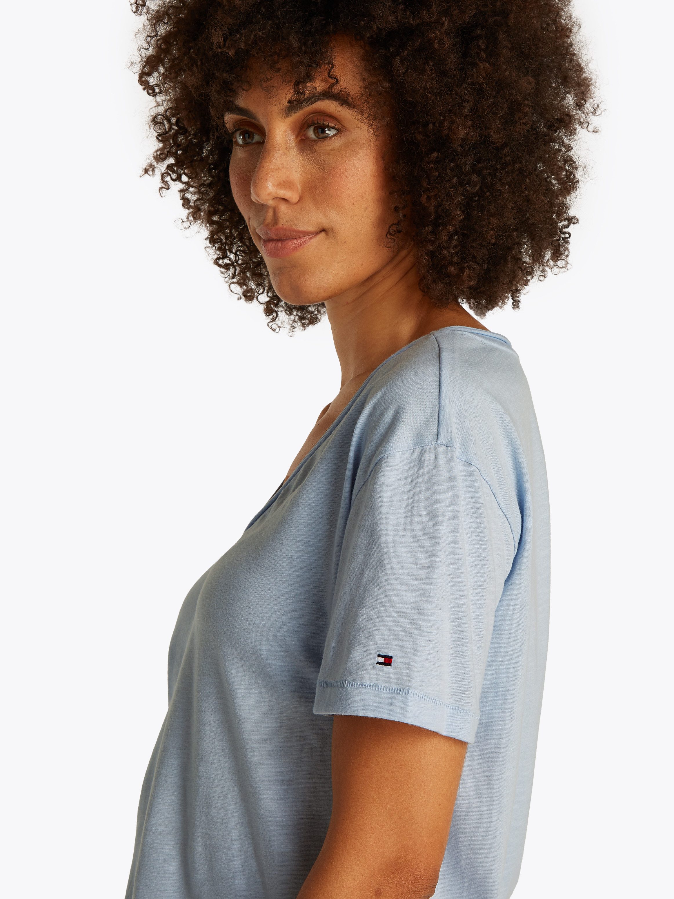 Tommy Hilfiger T-shirt SLUB CROP V-NK SS