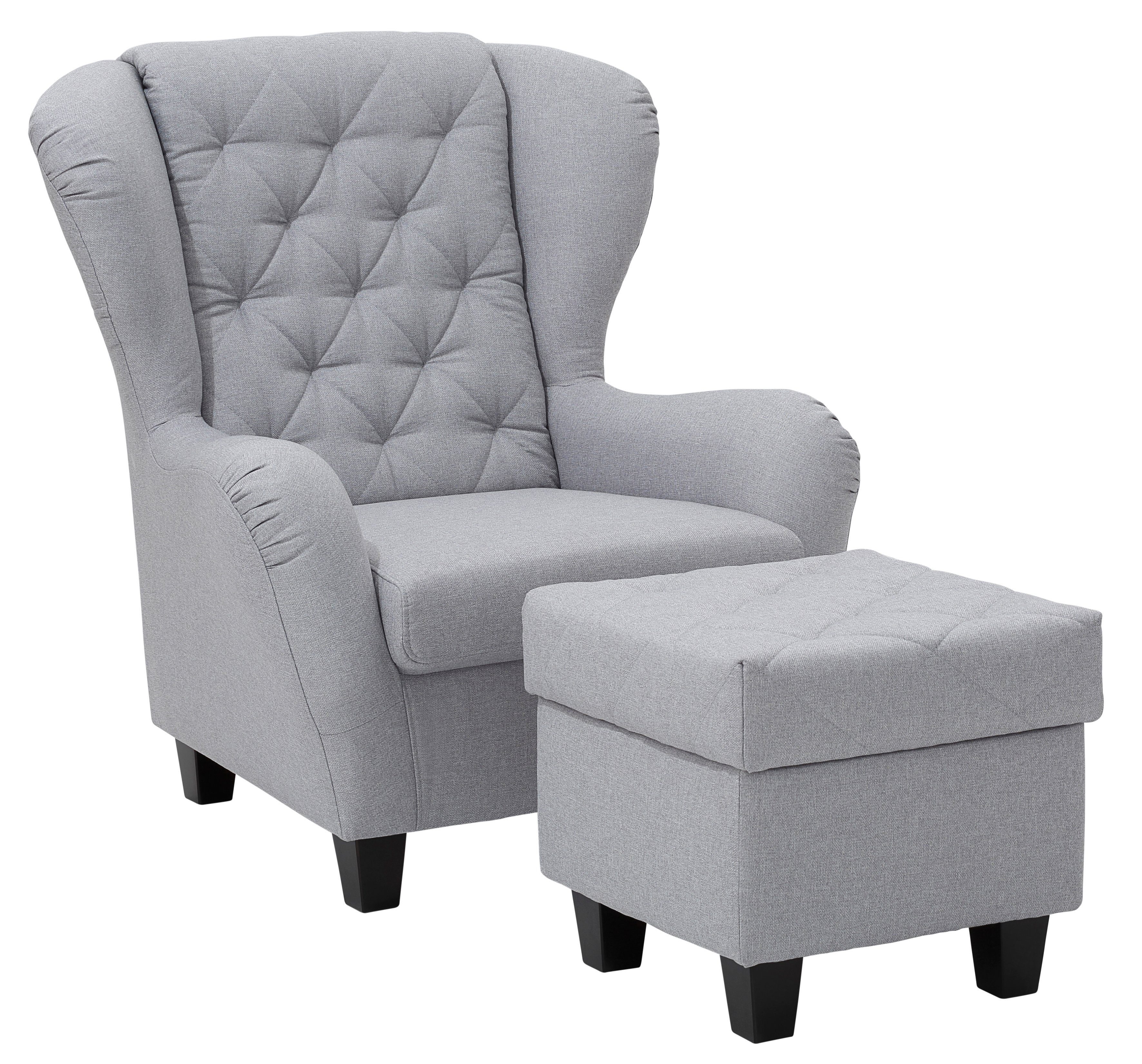 Home affaire Oorfauteuil ALEXANDRA incl. hocker, met stiksels, in vele kleuren (2-delig - 2 stuks)