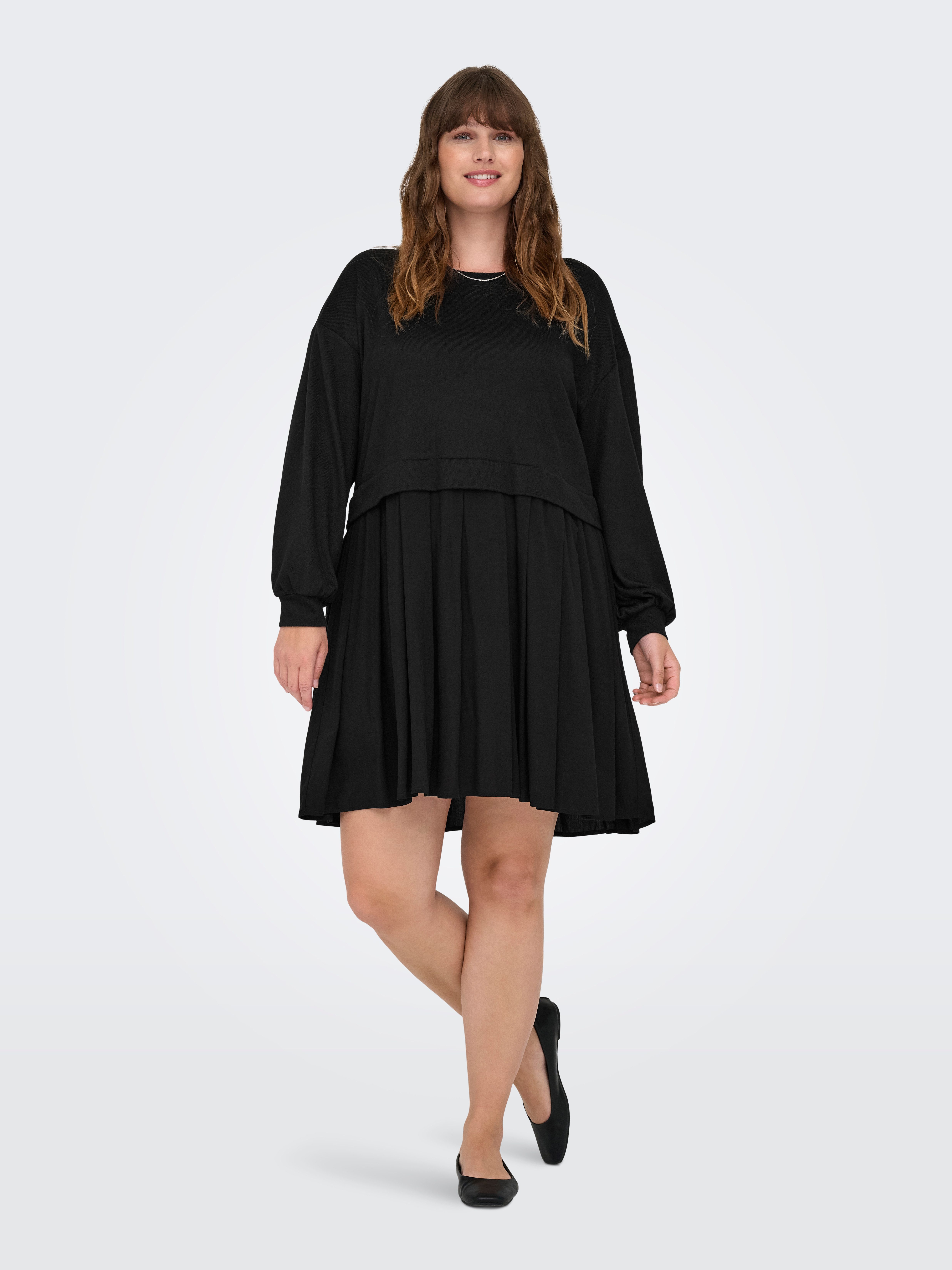 ONLY CARMAKOMA Jerseyjurk CARUMA ALBA L/S MIX KNEE DRESS JRS