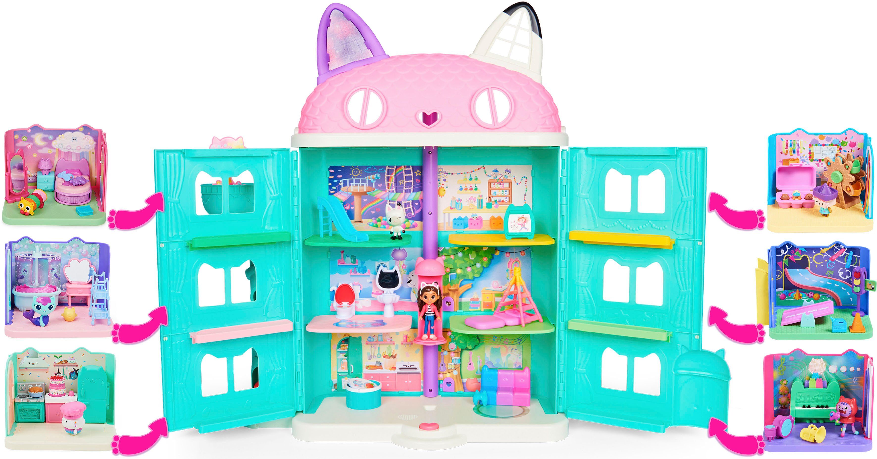Spin Master Speelwereld Gabby's Dollhouse - Deluxe kamer - Carlita's speelkamer met Carlita auto, meubelstukken en thematische accessoires