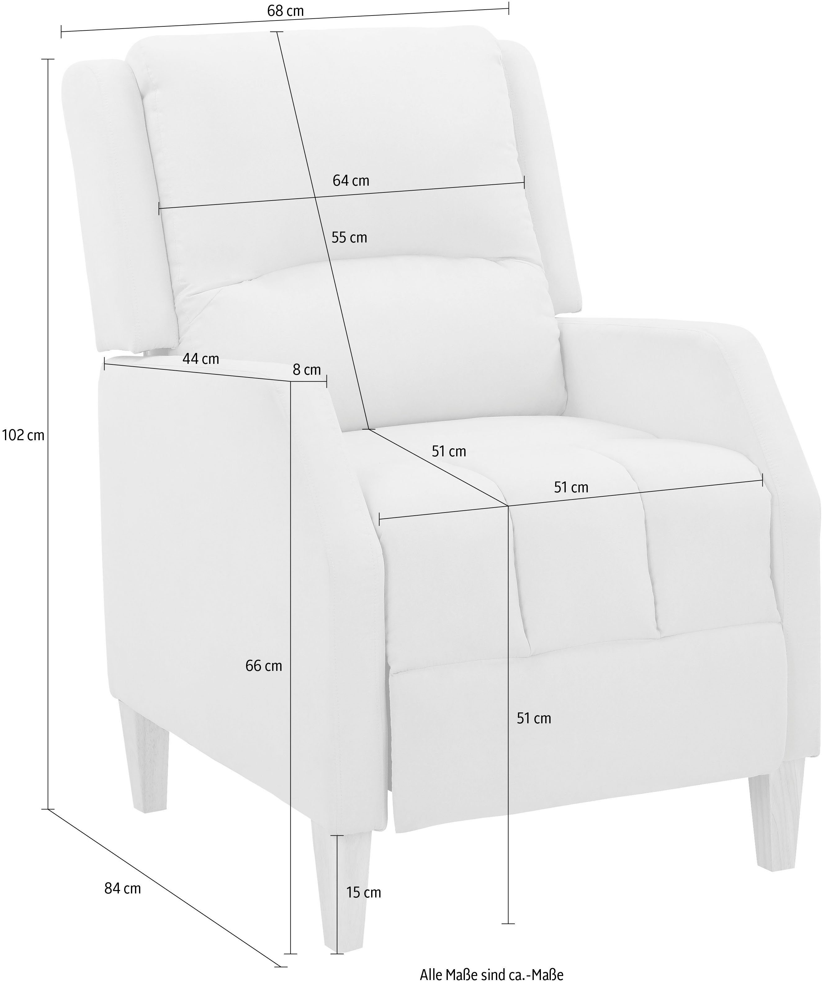 Home affaire Relaxfauteuil Tholey, TV-fauteuil, met Slaapfunctie met verstelling, zit en rug gepolsterd, zithoogte 51 cm (1 stuk)