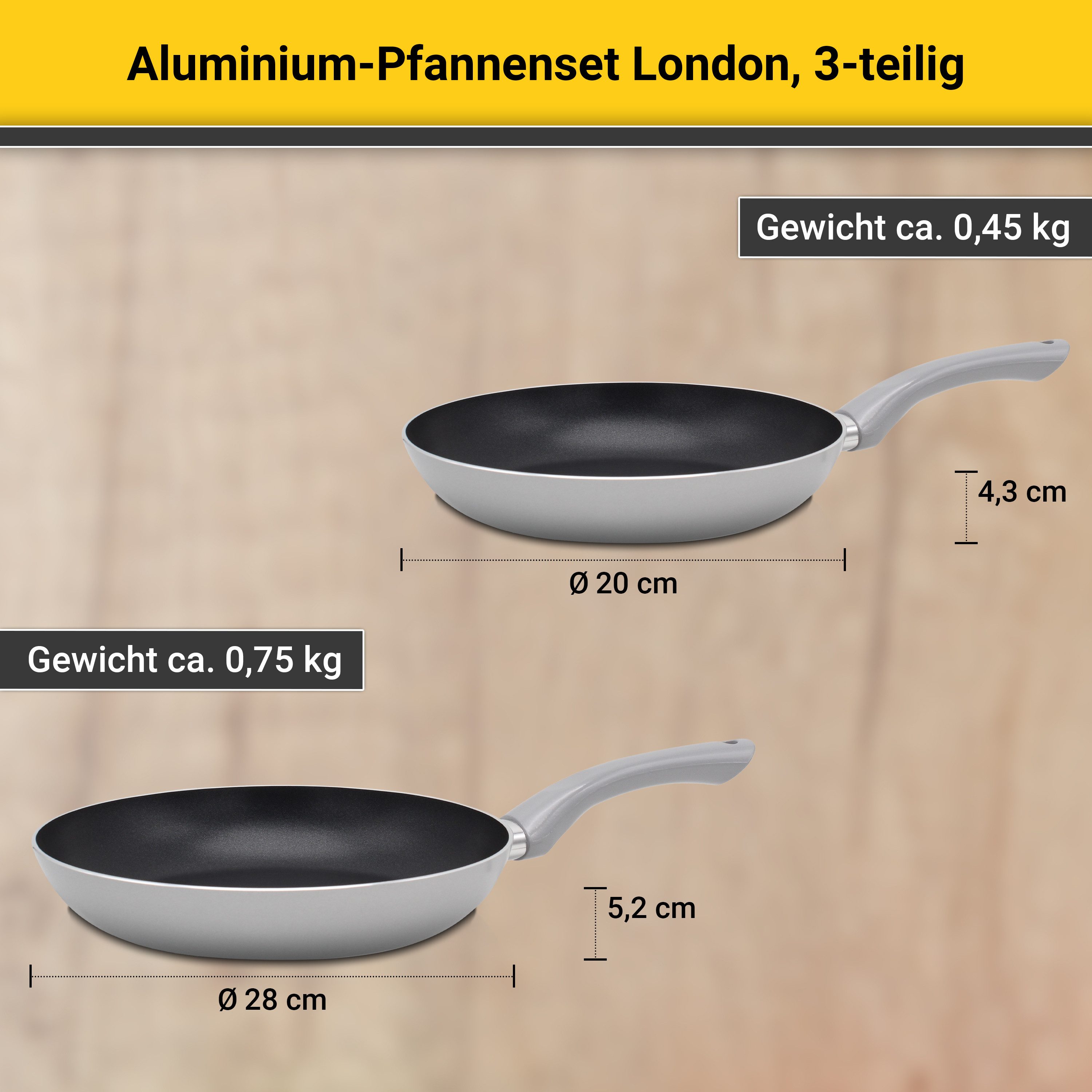 Krüger Pannenset Aluminium pannenset London, 3-delig. (set, 3-delig)