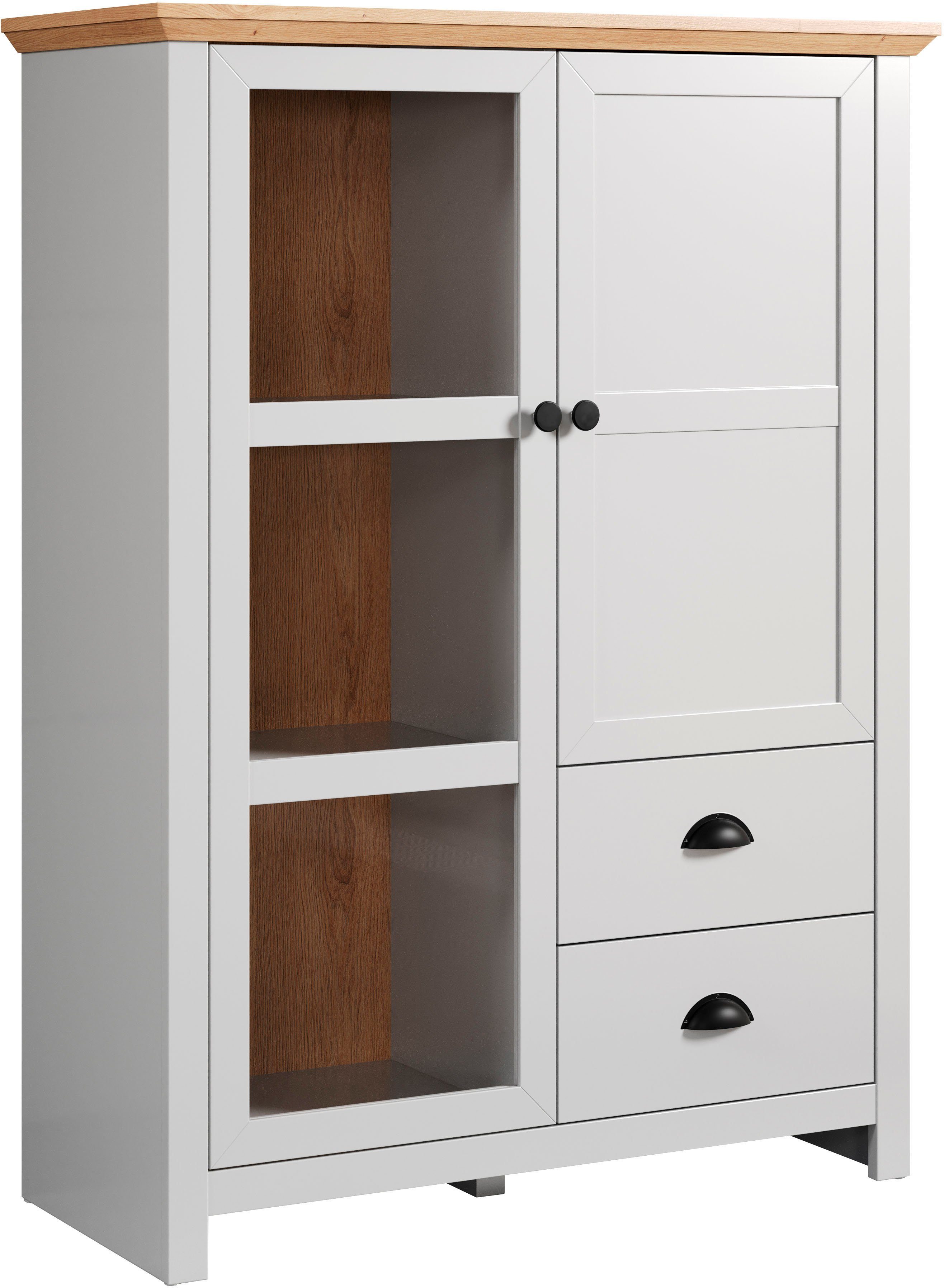Home affaire Highboard Herzwill Breedte 97 cm, hoogte 130 cm, bergruimte, deuren en romp, mat grijs