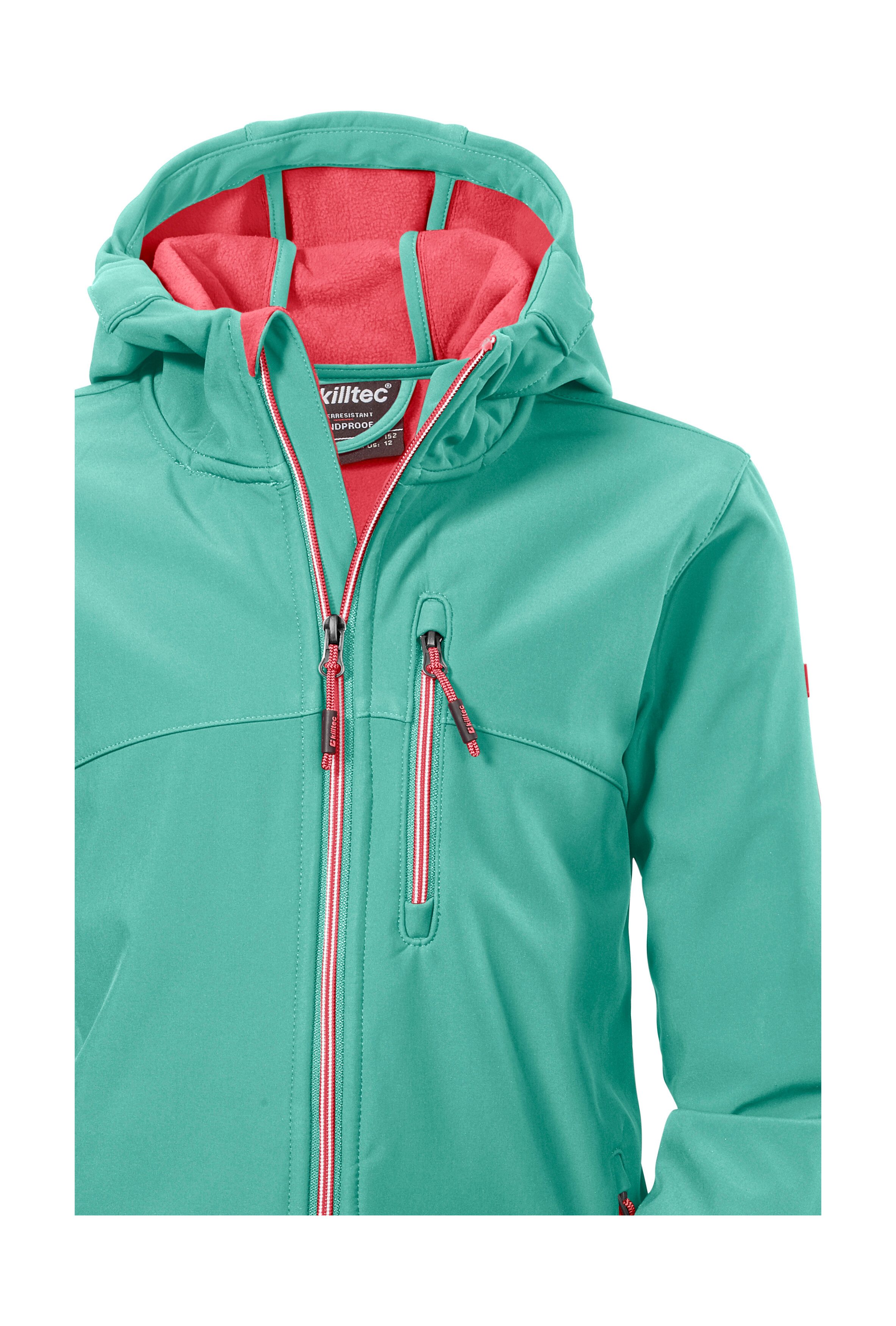 Killtec Softshell-jack Girls softshell-jack Waterafstotend, verstelbare capuchon en mouwen, fleece binnenvoering