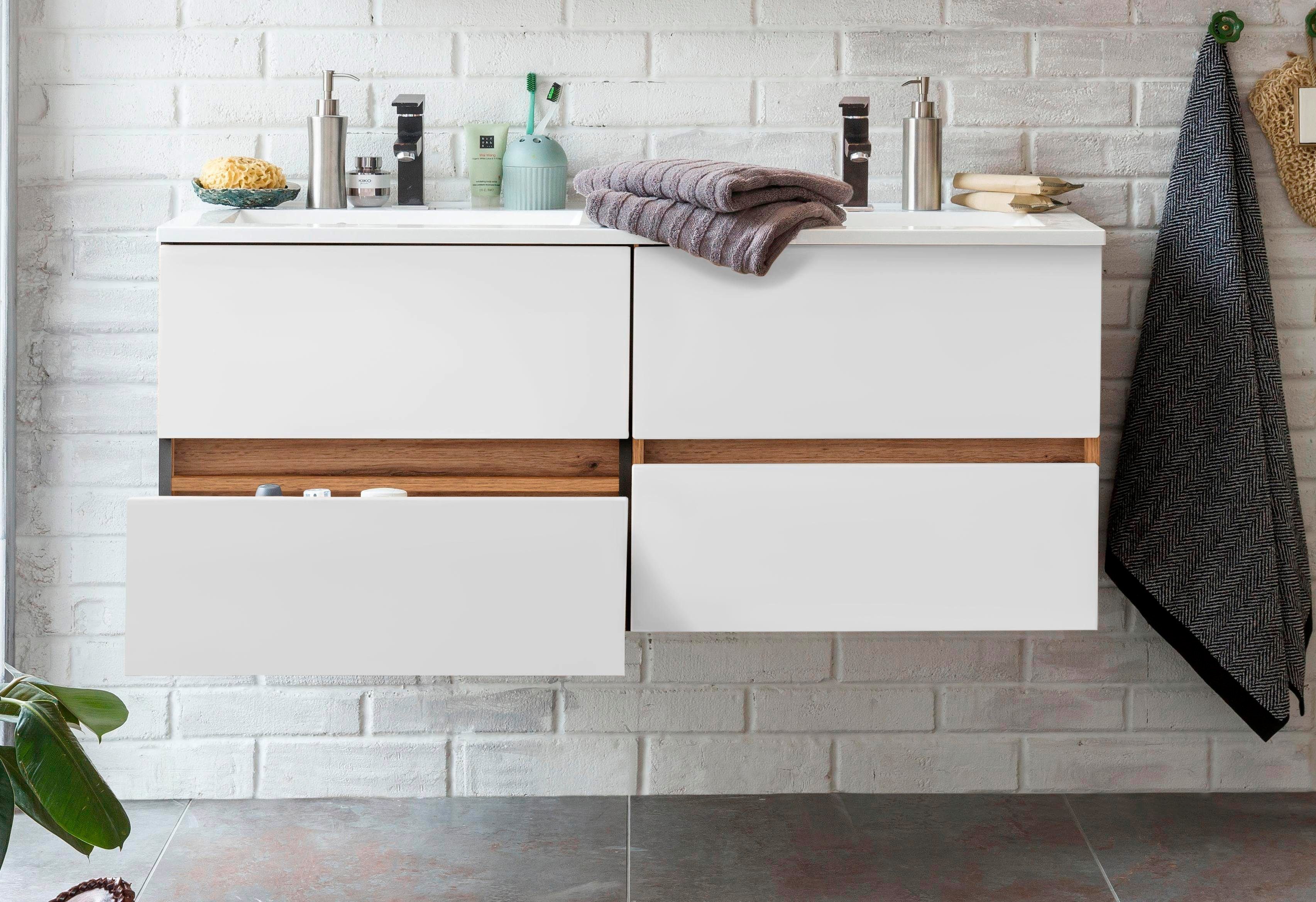 welltime Wastafelonderkast Lucca Badkamermeubel, wastafelonderkast inclusief wasbak, breedte 120 cm