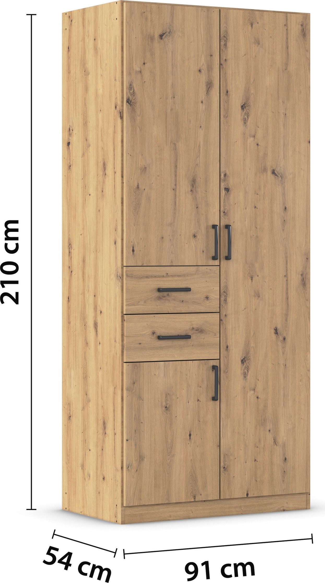 rauch Draaideurkast Kledingkast kast garderobe MAIKA met decor-front 2 lades, in verschillende breedtes, hoogtes, kleuren, made in germany