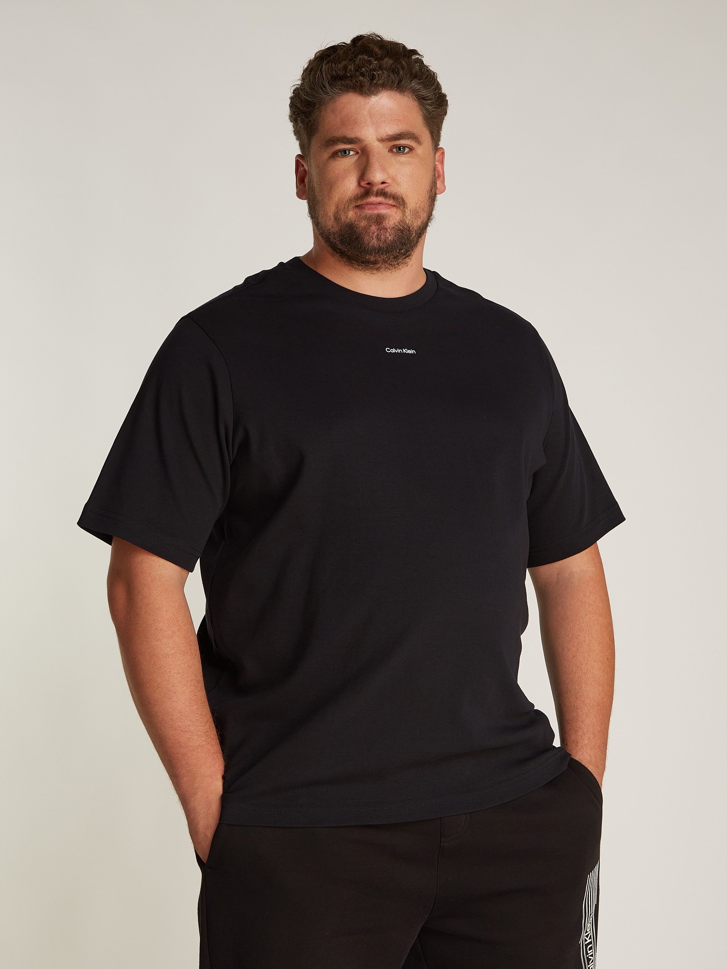 Calvin Klein T-shirt BT_NANO LOGO INTERLOCK T-SHIRT in grote maten met logo-opschrift heren t-shirts maat XXL zwart