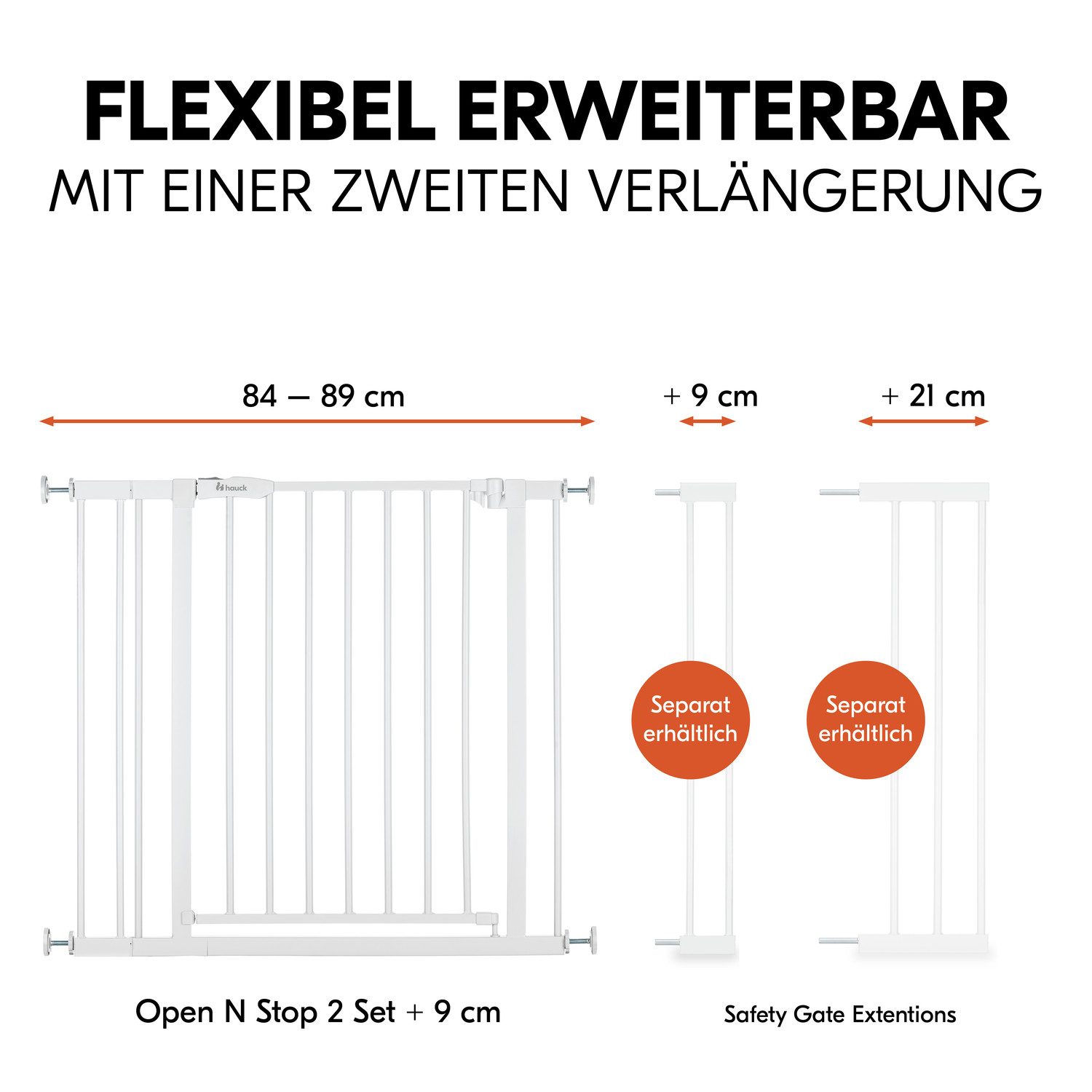 Hauck Traphek Open N Stop 2 set inclusief verlenging 9 cm, wit