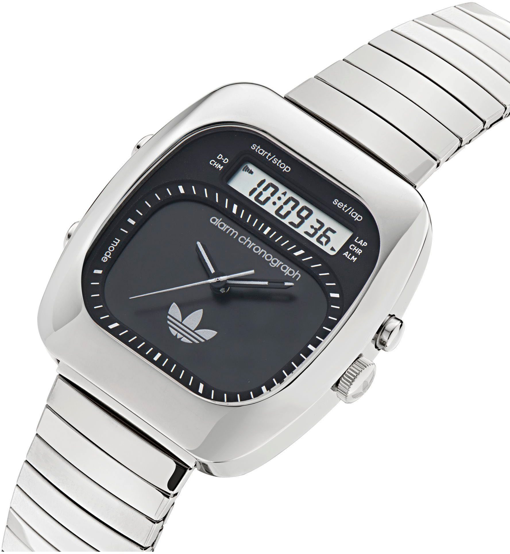 adidas Originals Chronograaf RETRO WAVE THREE Armbandhorloge, herenhorloge, dameshorloge, roestvrij staal armband, stopwatchfunctie, digitaal