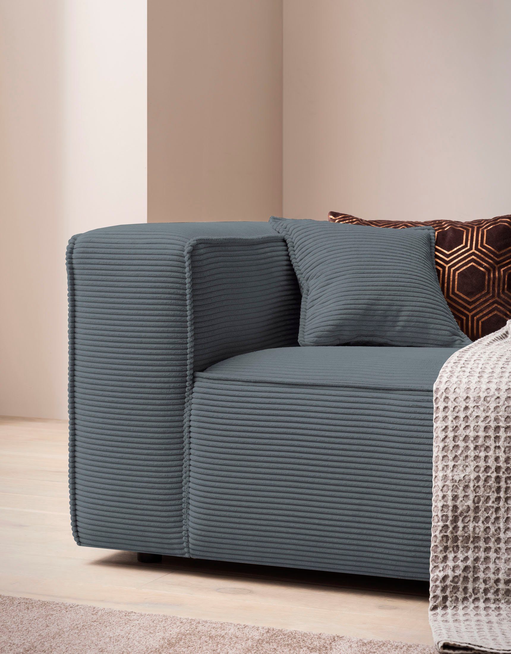 LeGer Home by Lena Gercke 3-zitsbank PIARA, XXL sofa met biesnaad, Big-sofa in cord of linnenlook