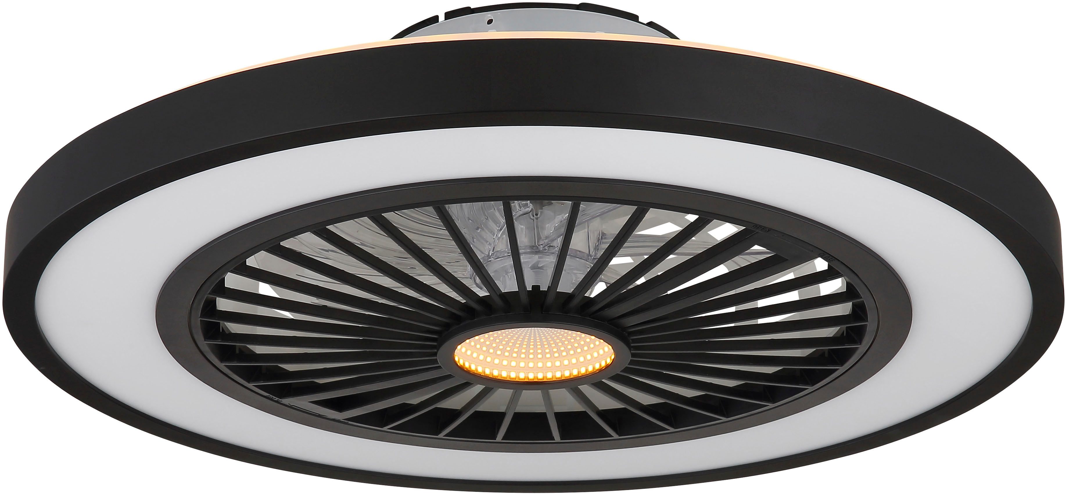 Globo Lightning Plafondlamp BLIZZAK Plafondventilator metaal zwart mat, LED (1 stuk)