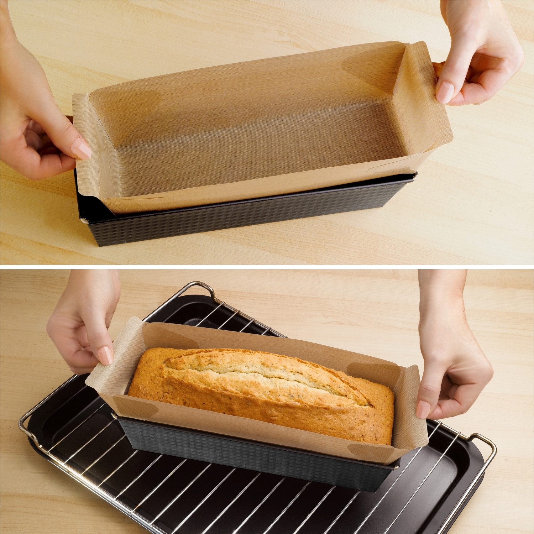 Maximex Bakpapier Non-stick bakvorm gesneden met antiaanbaklaag, set bestaand uit 1x rond, 1x hoekig (set, 2-delig)