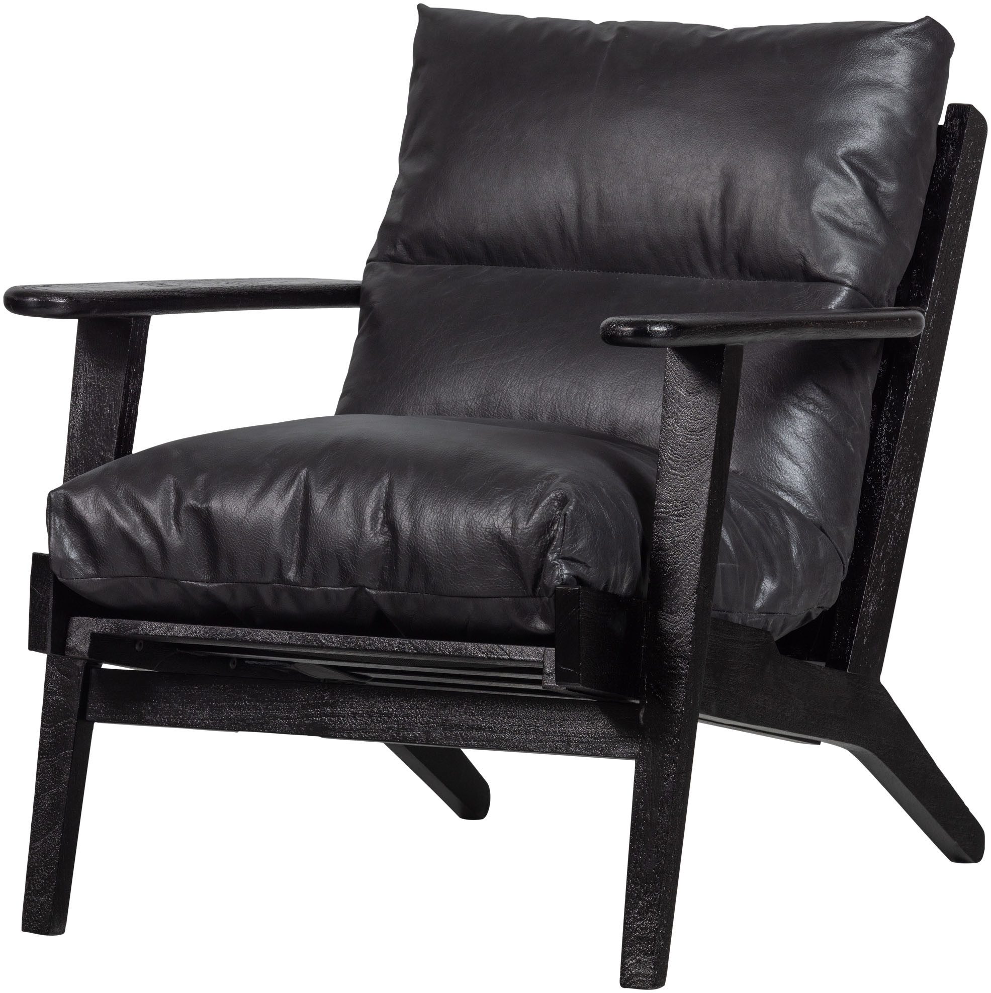 WOOOD Fauteuil Houston Frame van acaciahout, maximale belasting 150 kg, H 86 cm fauteuils zwart