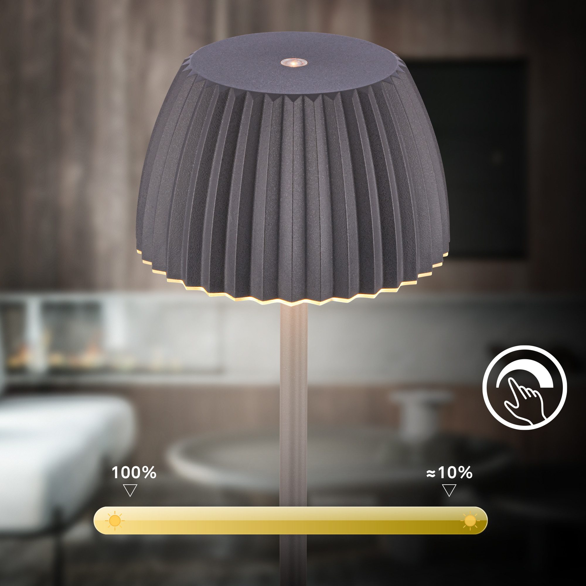 Briloner Leuchten Led-staande lamp Accu LED vloerlamp, antraciet