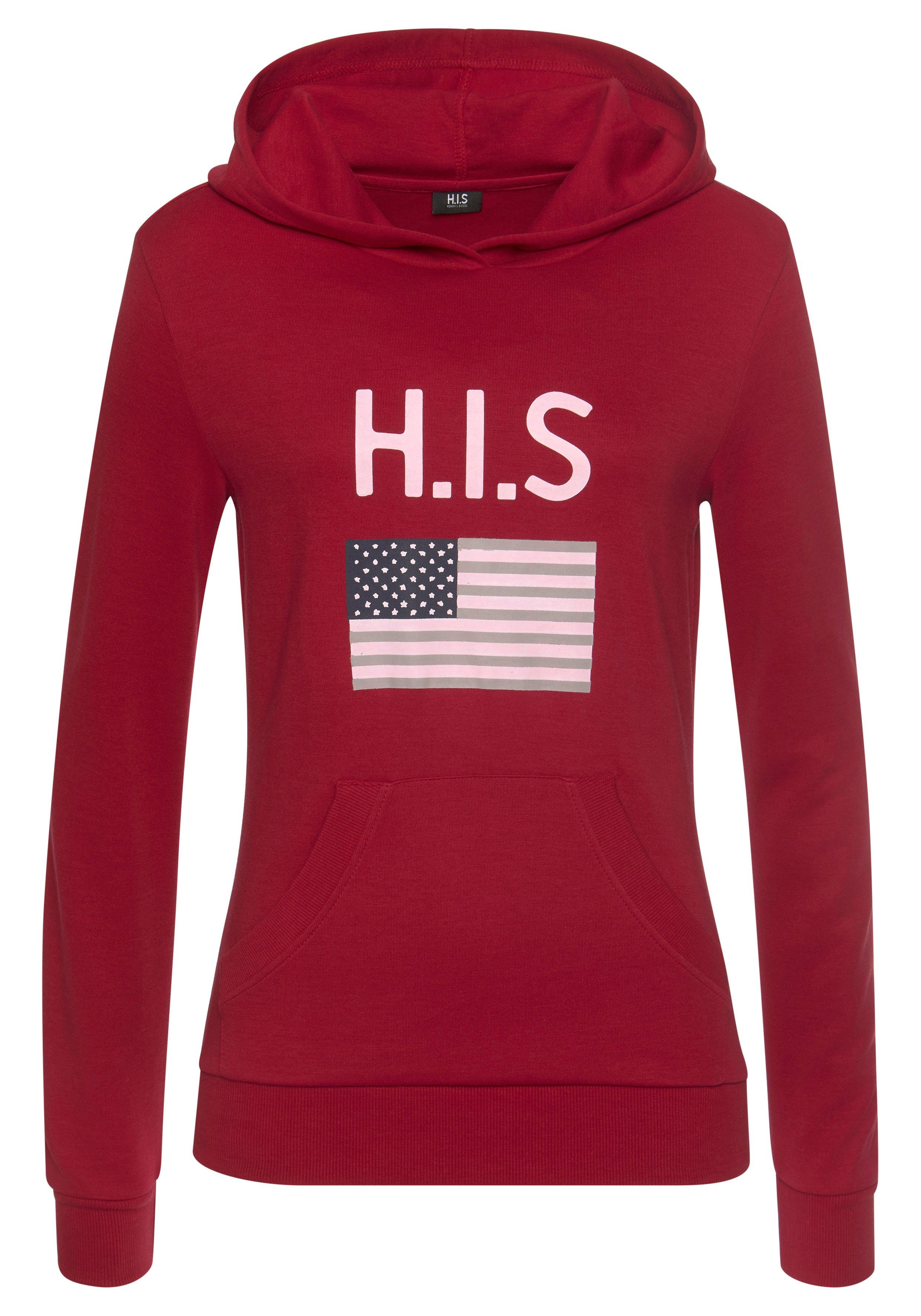 H.I.S Hoodie met logoprint en kangoeroezak, loungepak, hoodie