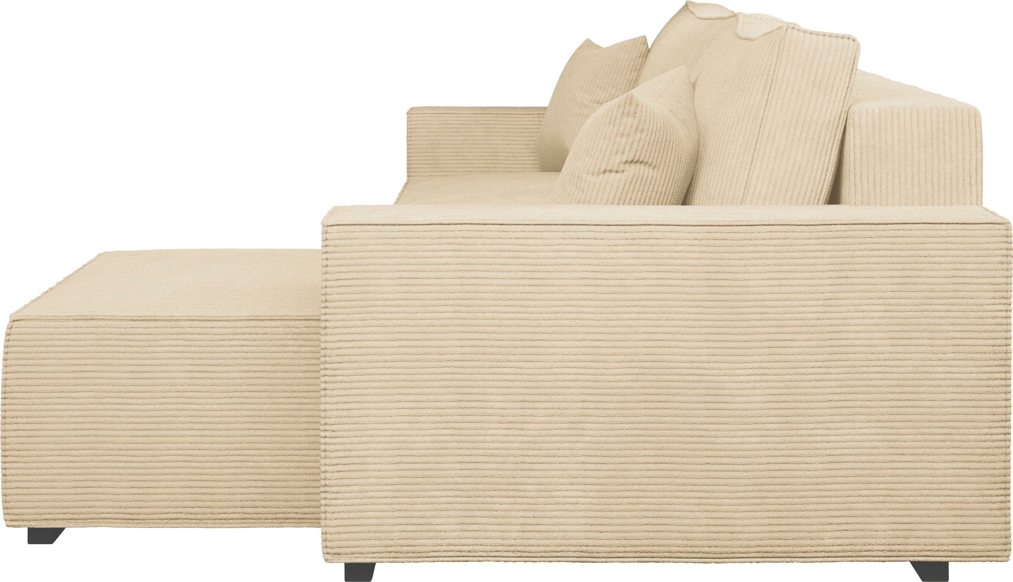 INOSIGN Hoekbank Winton ribfluwelen bank/slaapbank 253 cm Ribfluweel, omkeerbare recamiere, slaapfunctie (130/208 cm), bedbox