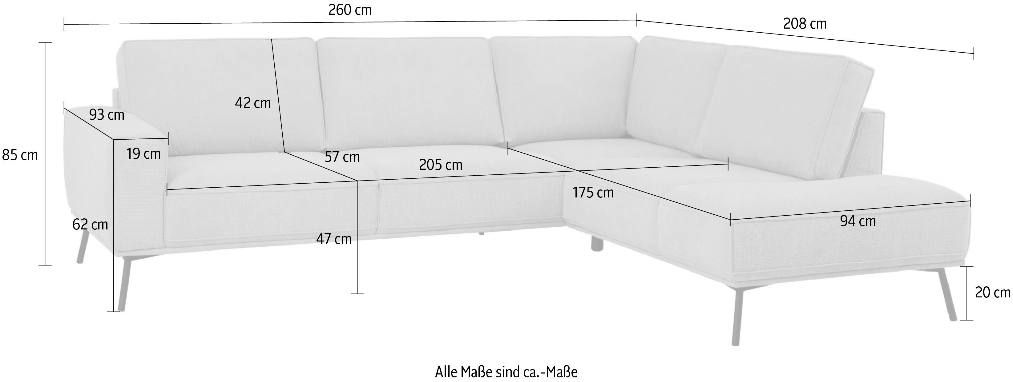 andas Hoekbank Vosby Breedte 260 cm, chenille, met decoratieve kedernaad