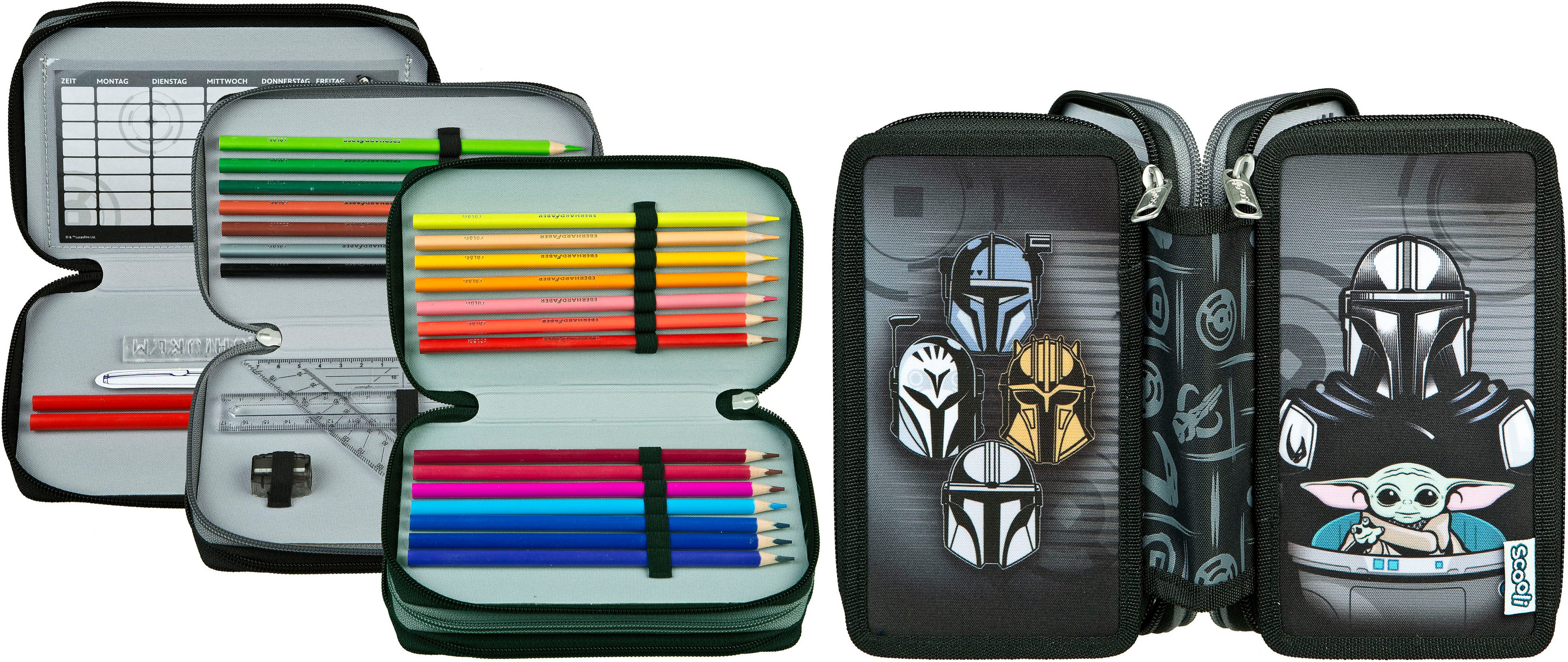 Scooli Etui Tripledecker, Star Wars gevuld, inclusief geodriehoek