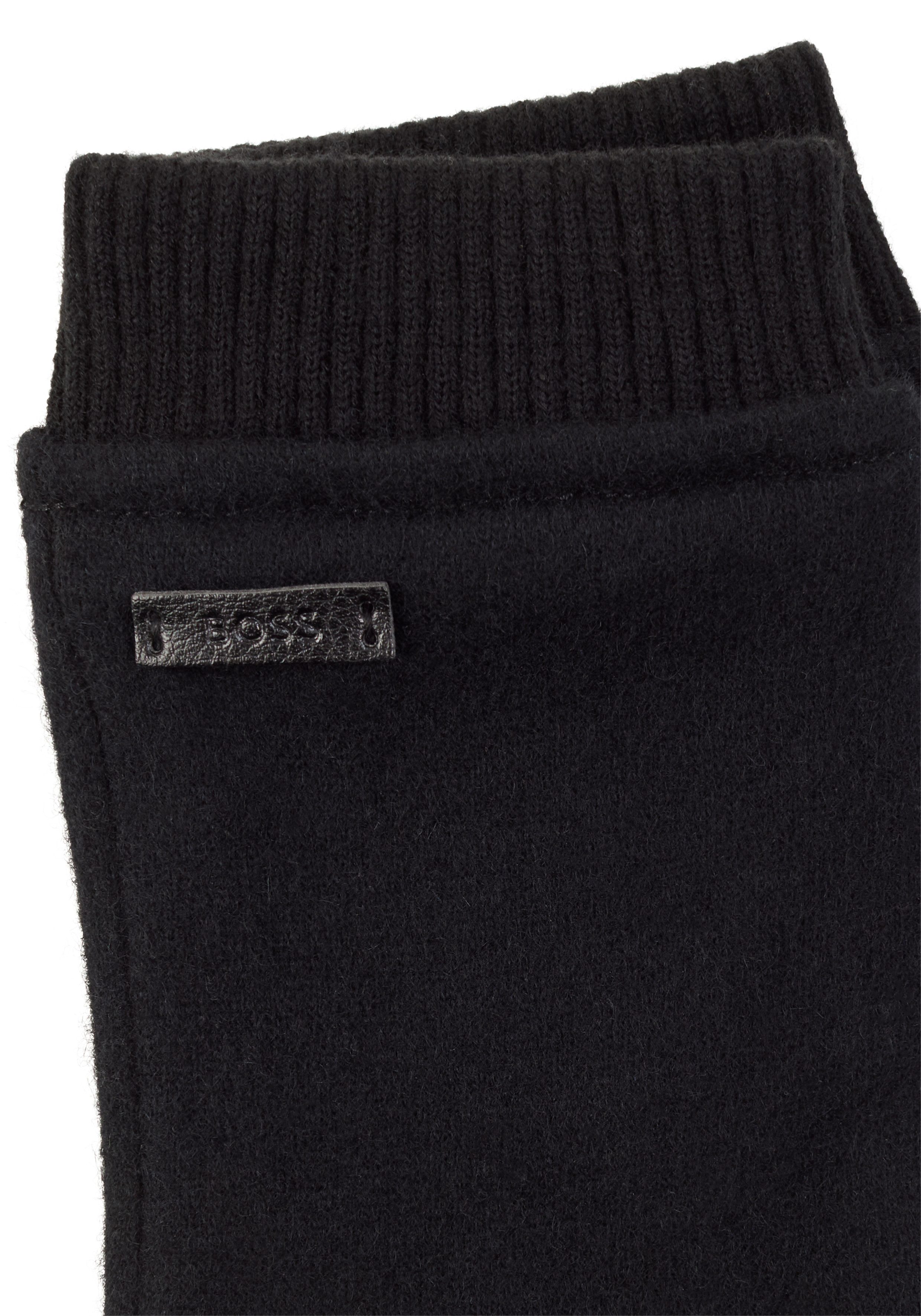 Boss Gebreide handschoenen Kalsper met labelpatch van leer