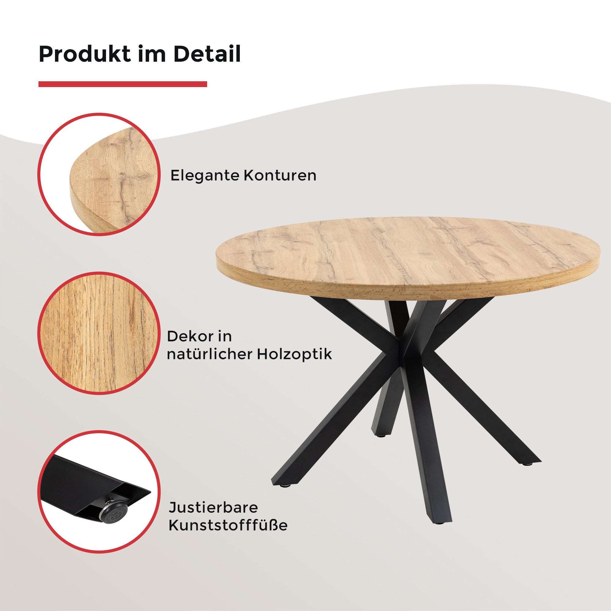Duo Collection Eettafel Damira ronde tafel BESTSELLER Massief metalen frame, draagvermogen tot 100 kg