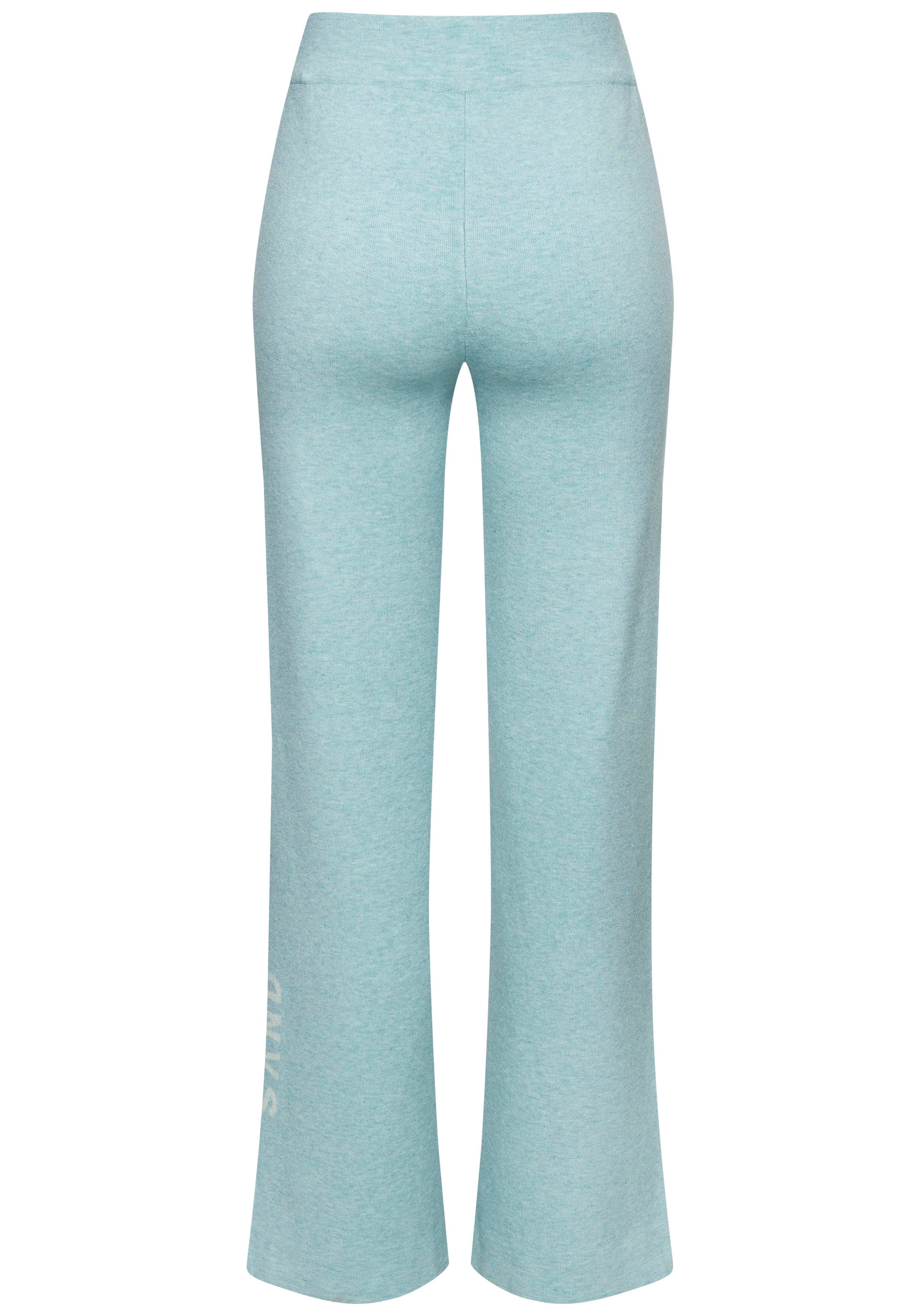 Elbsand Tricotbroek met wijde pijpen en geborduurd logo, loungewear