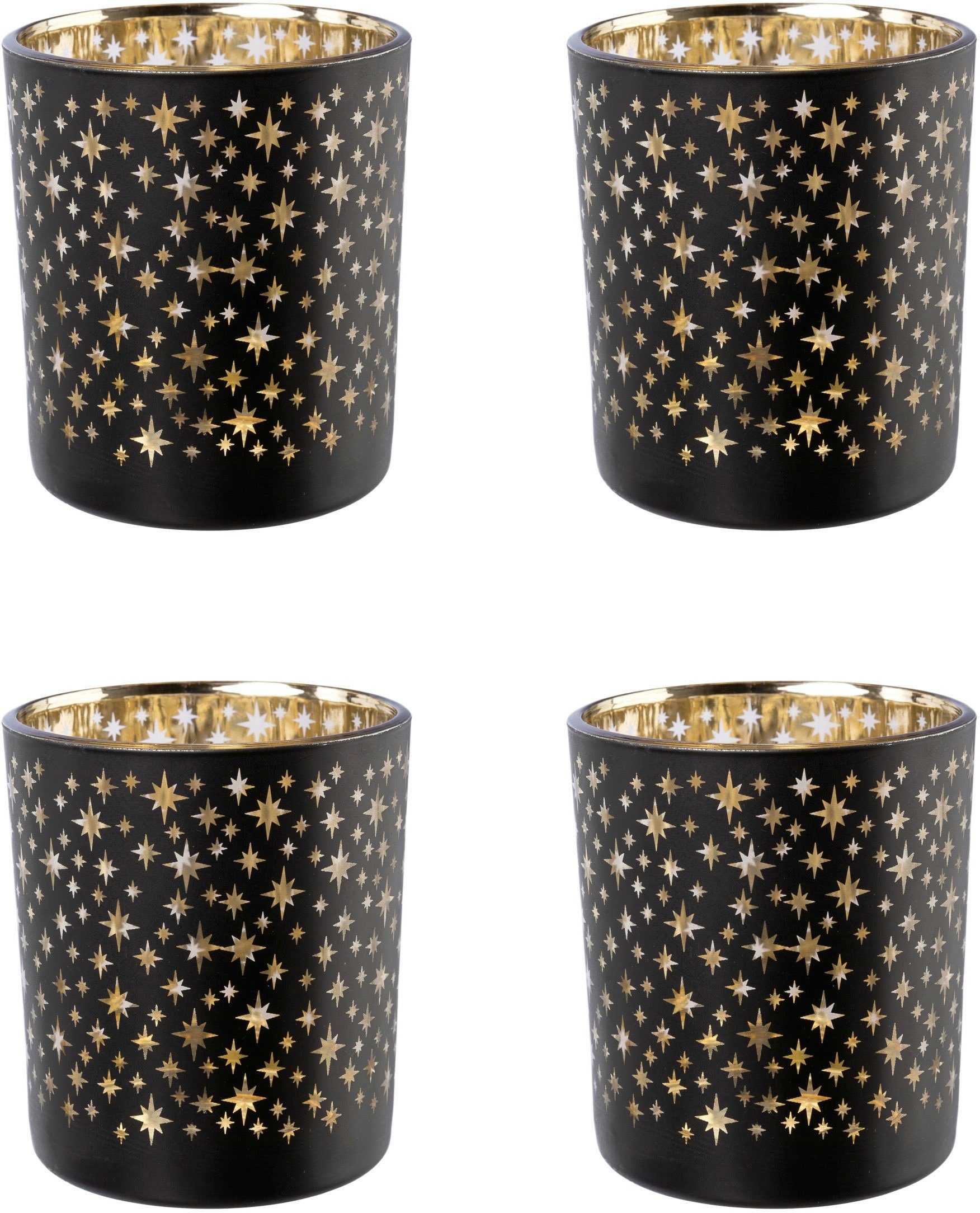 Creativ deco Waxinelichthouder Kerst versiering met gouden binnenkant (4 stuks)