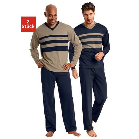 NU 20% KORTING: le jogger® Pyjama met contrastkleurige inzetten voor (set, Set van 2)