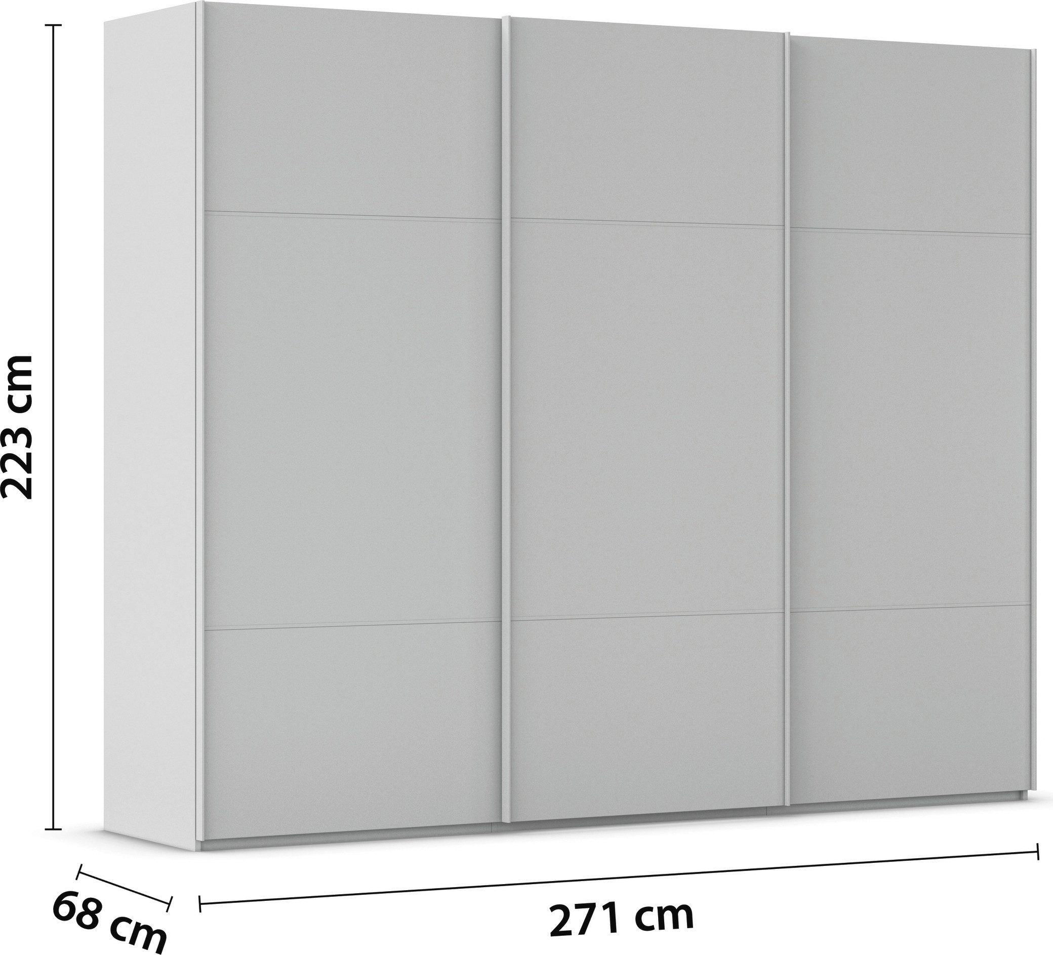 rauch Schuifdeurkast Kledingkast kast garderobe slaapkamerkast SCALE-TRIO edel drievoudig front, 2 sierlijsten in grepen kleur made in germany