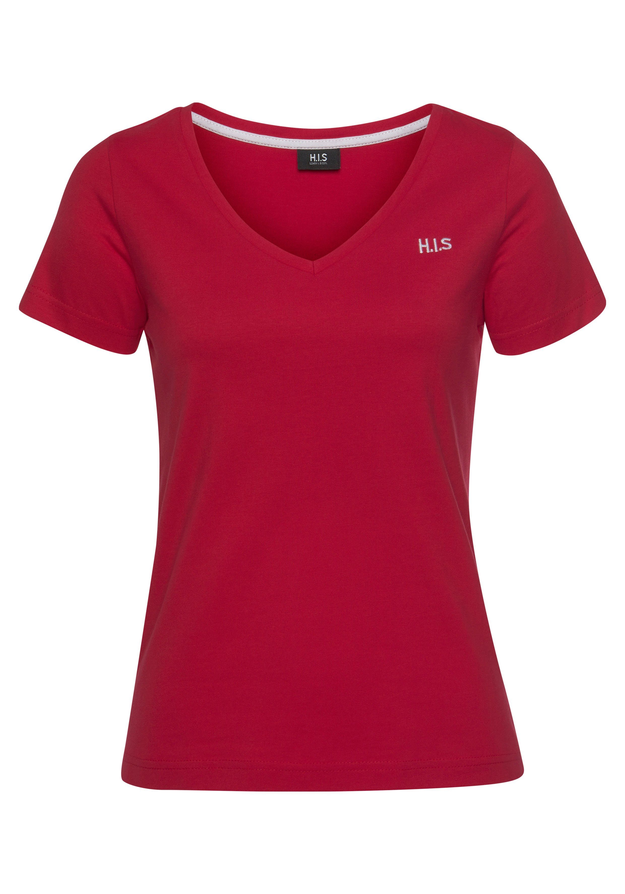 H.I.S T-shirt Essential basics heup-lange pasvorm, figuuraccentuerende snit, van 100% katoen (Set van 3)