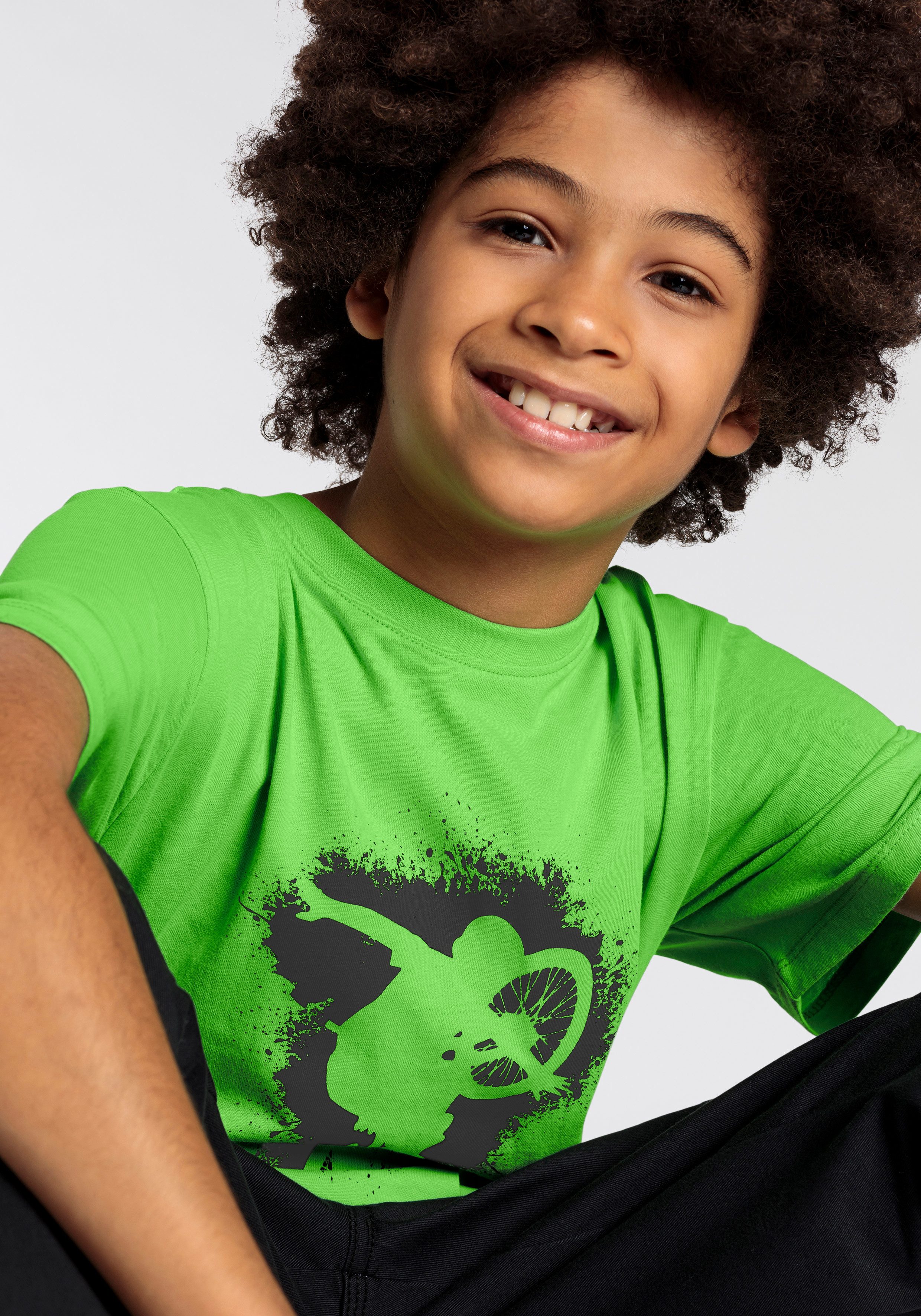 KIDSWORLD T-shirt Voor jongens Korte mouwen, basic pasvorm, met stijlvolle print, ronde hals