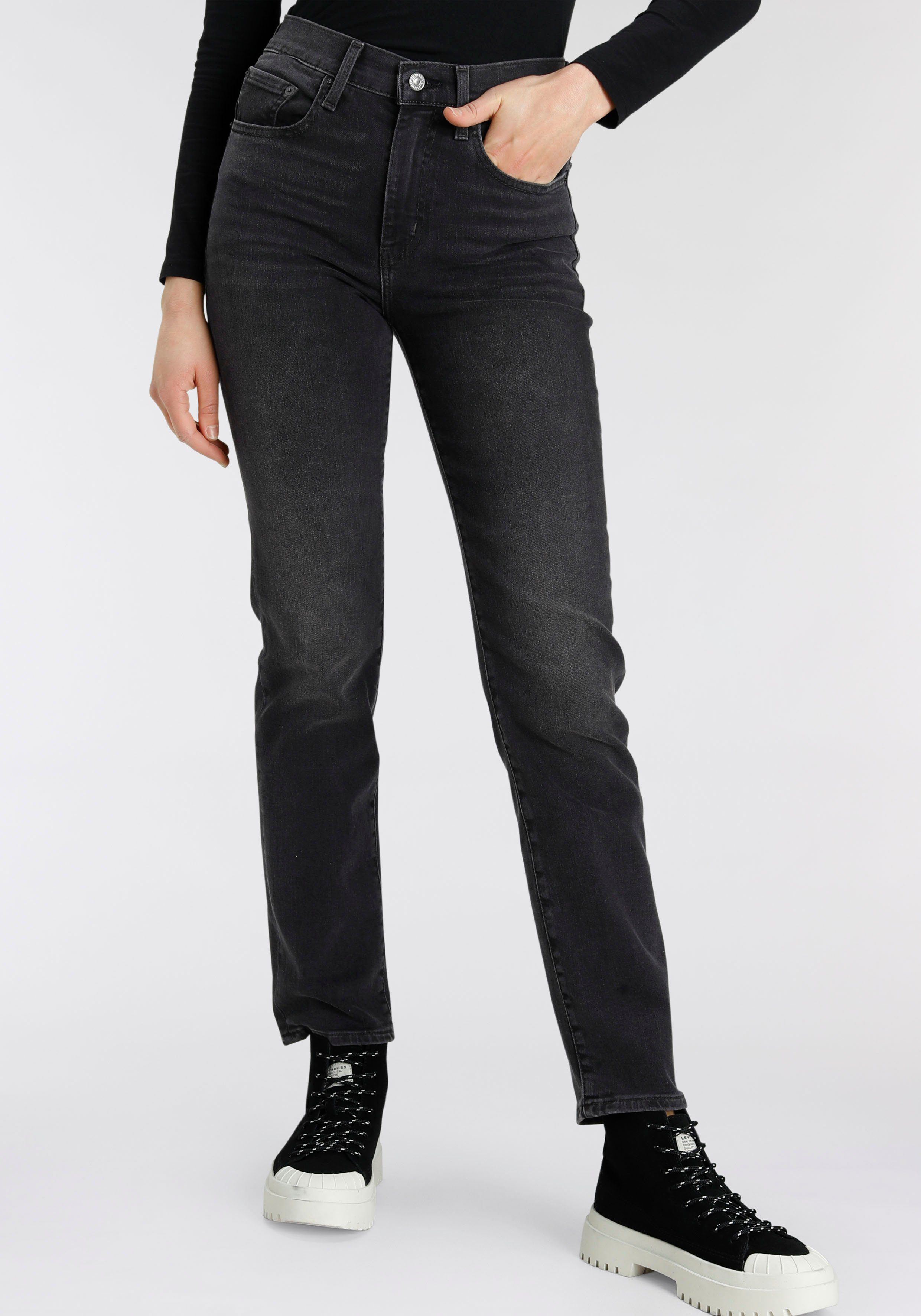 Levi's Straight jeans 724 High Rise Straight dames straight jeans maat 60-kort zwart