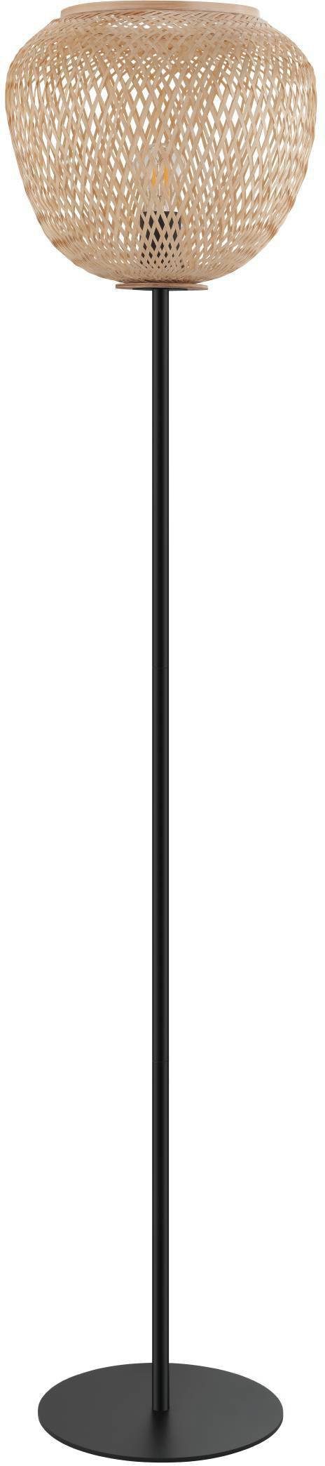 EGLO Staande lamp Dembleby Houtkorf gevlochten, naturel, vintage, Hygge, 1 fitting vloerlampen beige