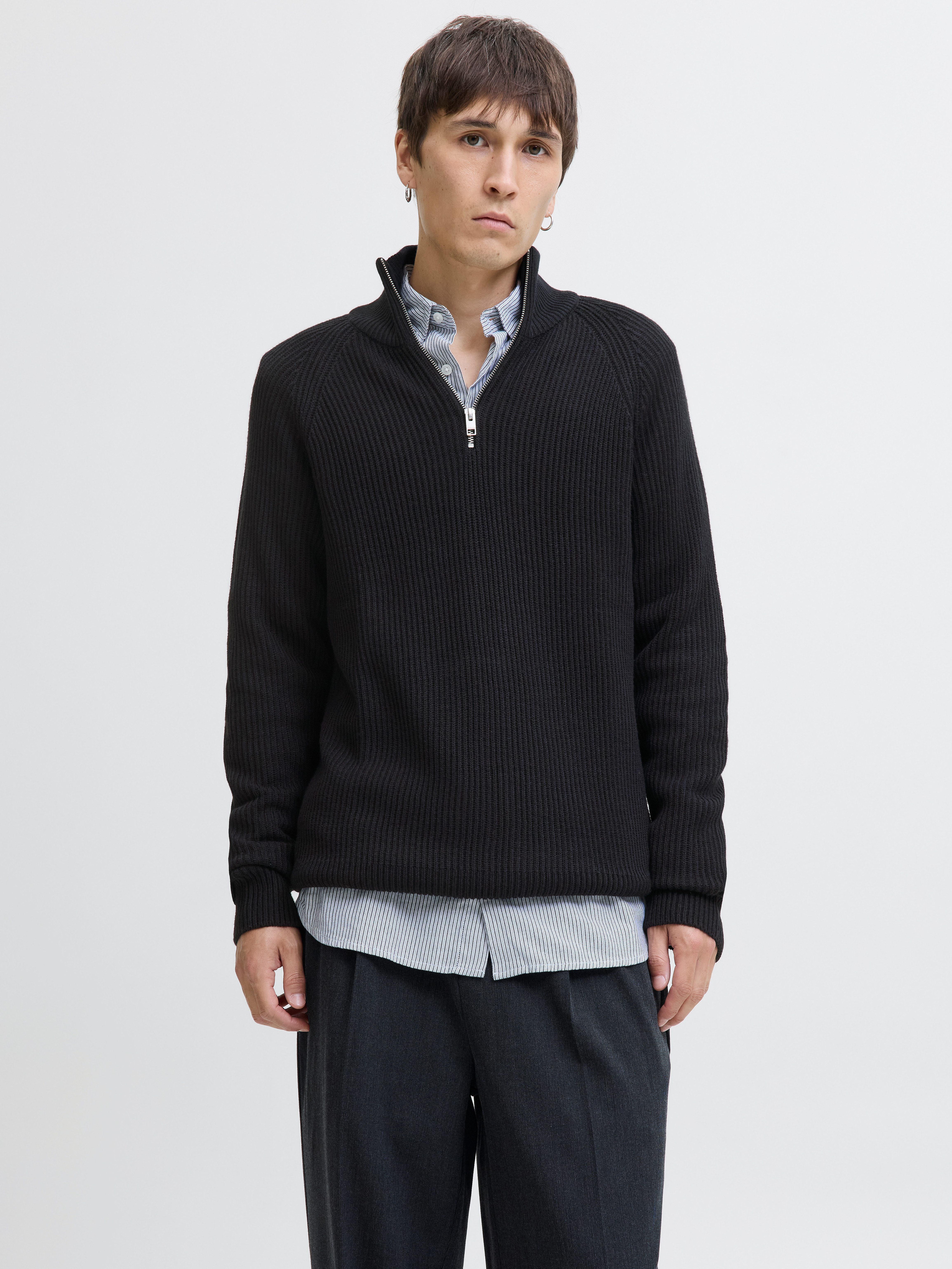 Jack & Jones Schipperstrui JJPANNEL KNIT HALF ZIP AW25