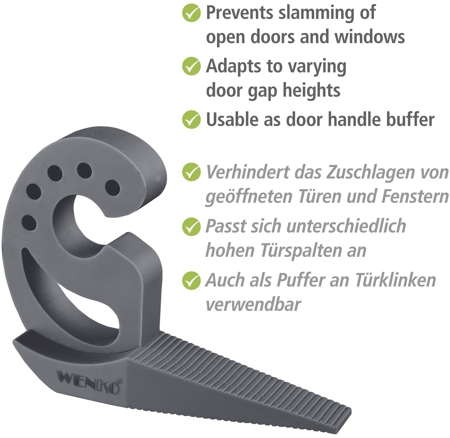 WENKO Raamstopper Model Multi-STOP® antraciet Klembeveiliging, deurstopper van kunststof (set, 4 stuks)