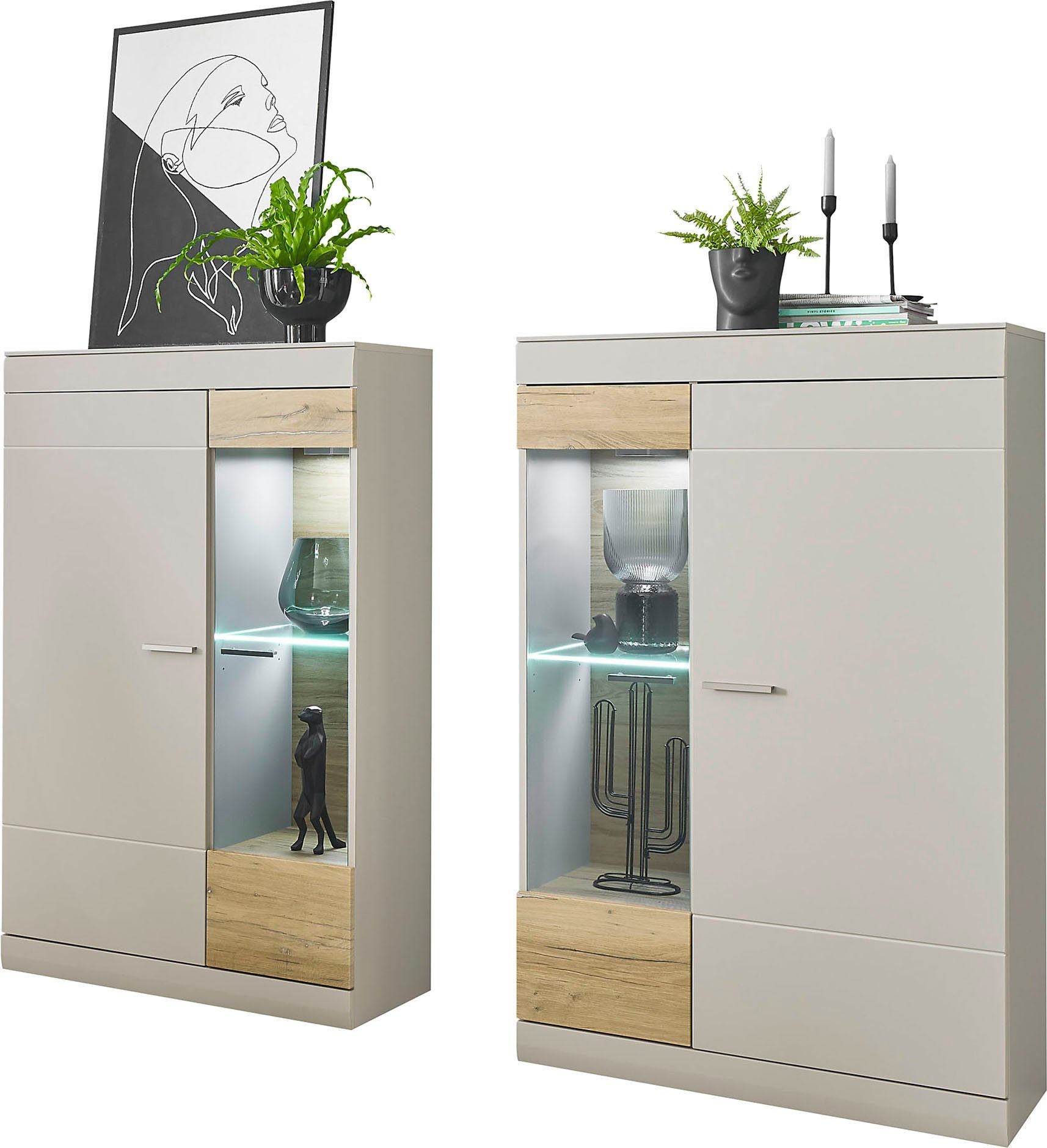 INOSIGN Wandmeubel SCARA trendy kleur met applicatie tineiken decor, met soft-closefunctie (2-delig)