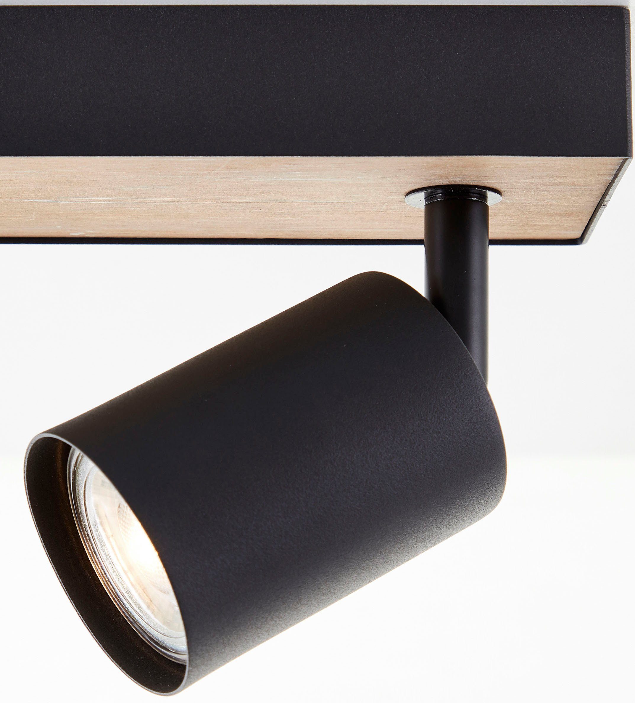 Brilliant Leuchten Plafondspot Jello Wood Spotbalk draaibaar, 15x42x8 cm, GU10, 345lm, 3000K, metaal/hout