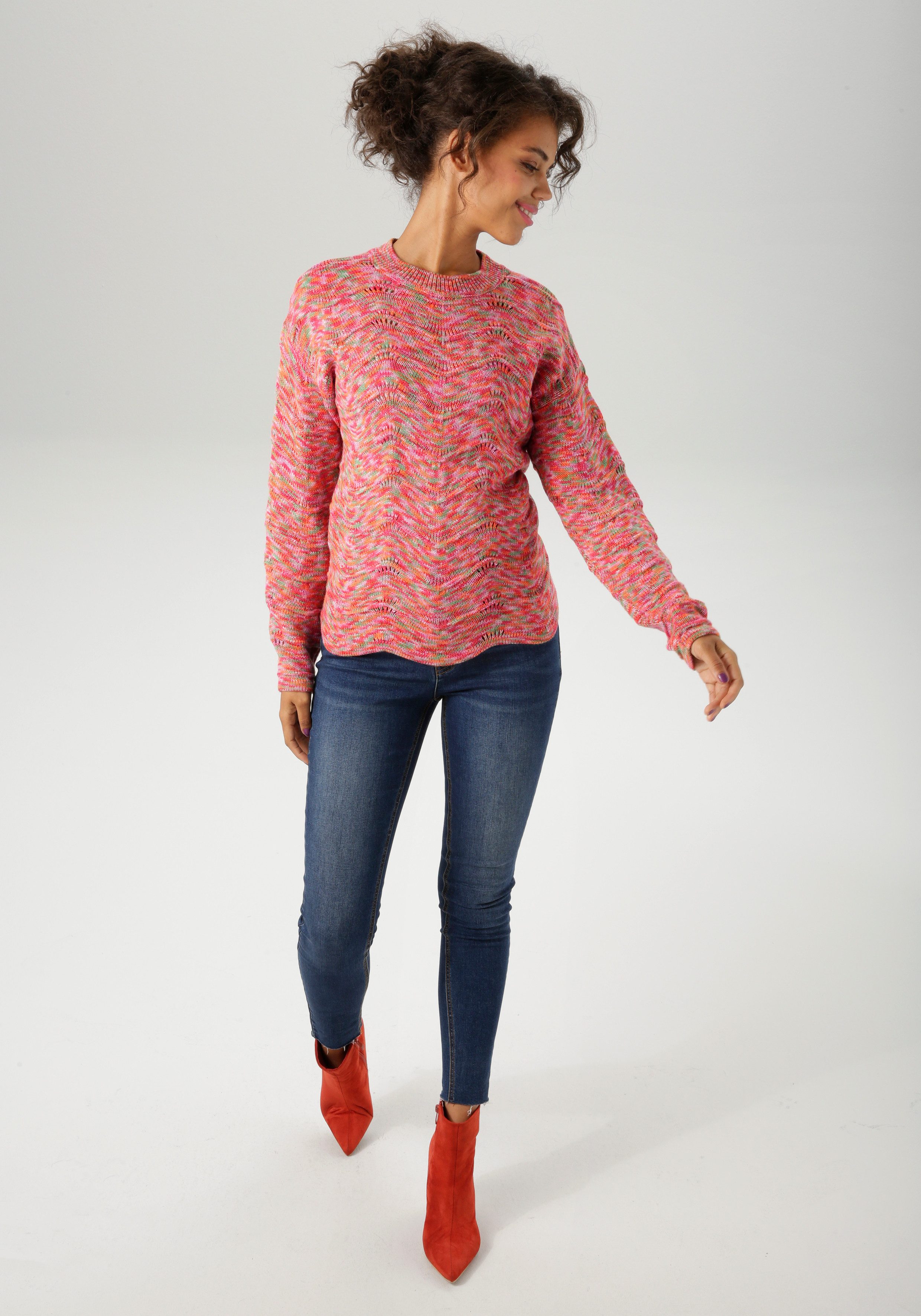 Aniston CASUAL Gebreide trui van bont spacegaren - elk stuk is uniek - nieuwe collectie